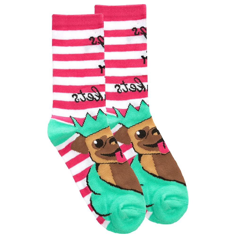 Metzuyan Ladies Novelty Cotton Rich Xmas Christmas Rude Funny Slogan Socks Mid Calf Size UK 4-8 Stripe - 1 Pair