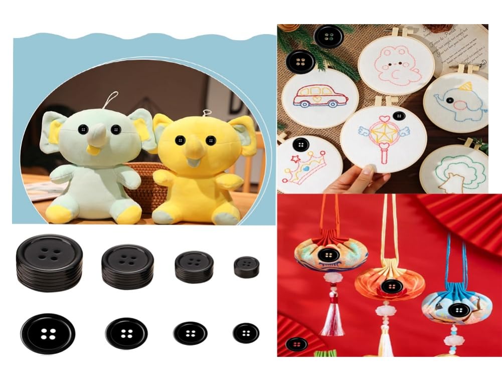 Bottoni Da Cucito Neri E Bianchi - 160 Pezzi In Resina Con 4 Fori, Per Abbigliamento E DIY - Foto 13