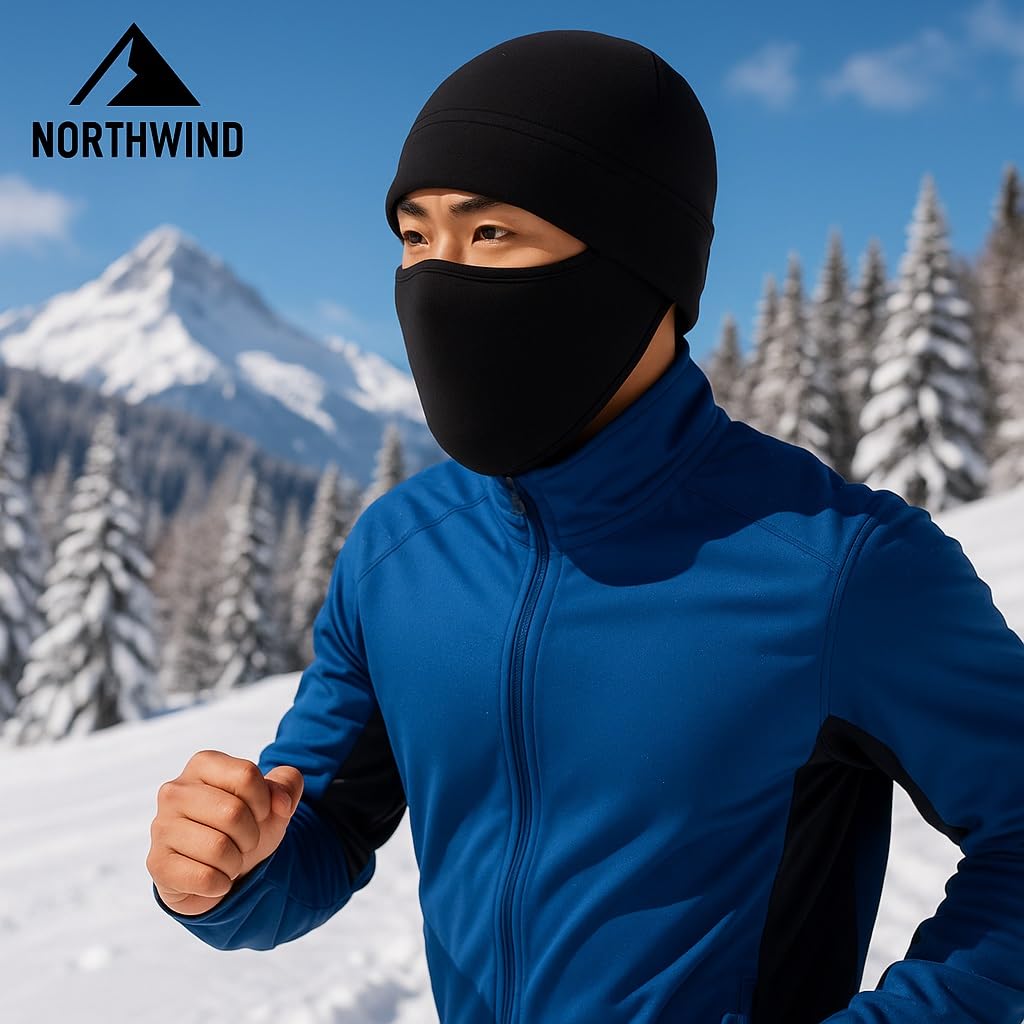 NORTHWIND Unisex Fleece 2-in-1 Hat Winter mask for Men Unisex Polar Fleece Thick Warm Full Cover Face Mask Winter Cap ski mask Winter Accessories for Men Cold Weather (Black) 3