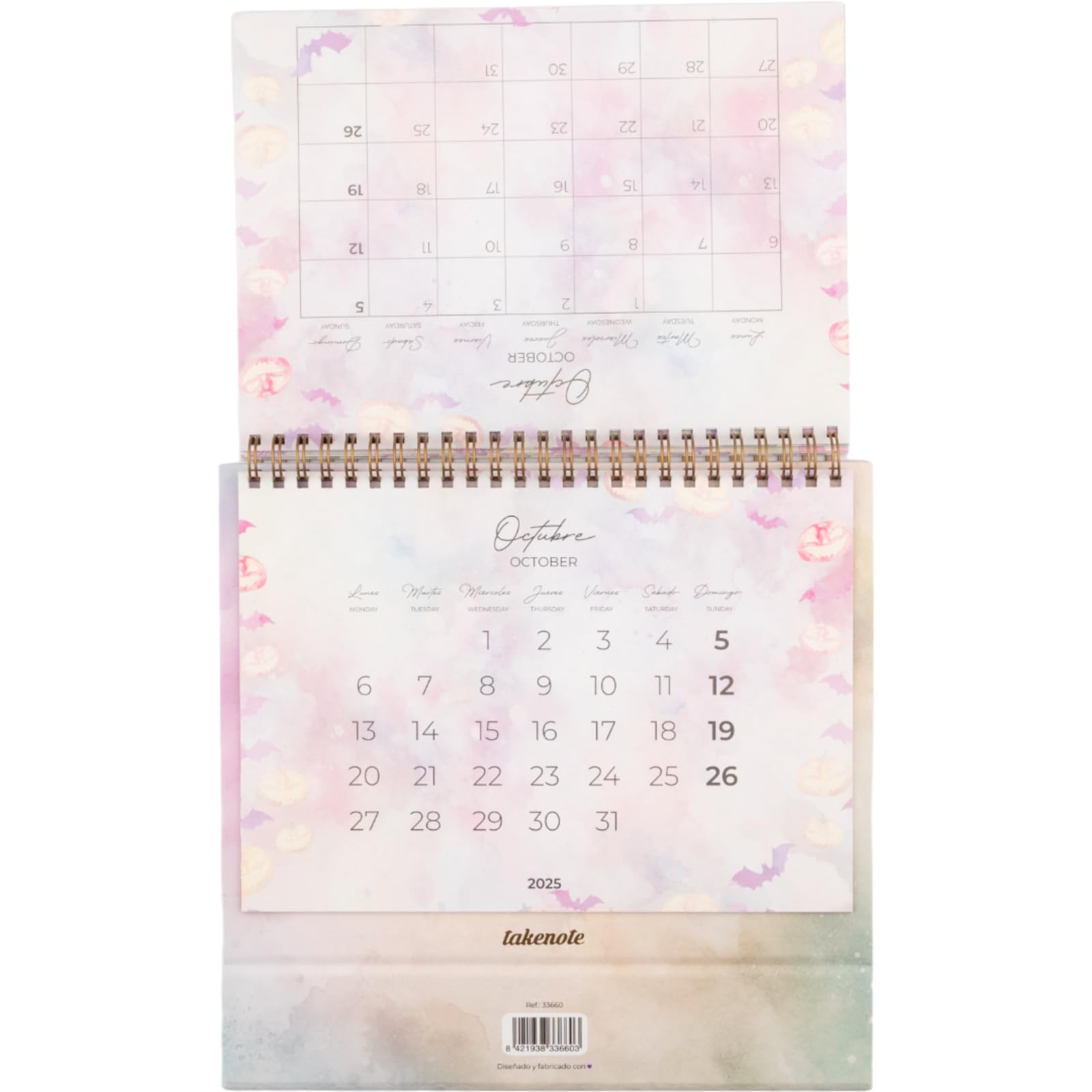 Desktop Calendar 2025, Monthly January to December, Spanish and English, Size 21.5 x 15.5 cm - Image 3