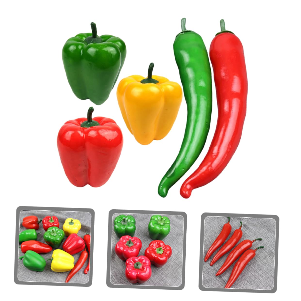 Cabilock 25 Pezzi Simulazione Peperone Modello Verdure Prop Modello Decorazione Falso Vegetale Modello Alimentare Prop Imitazione Peperoncino Peperoncino Simulato Giocattolo