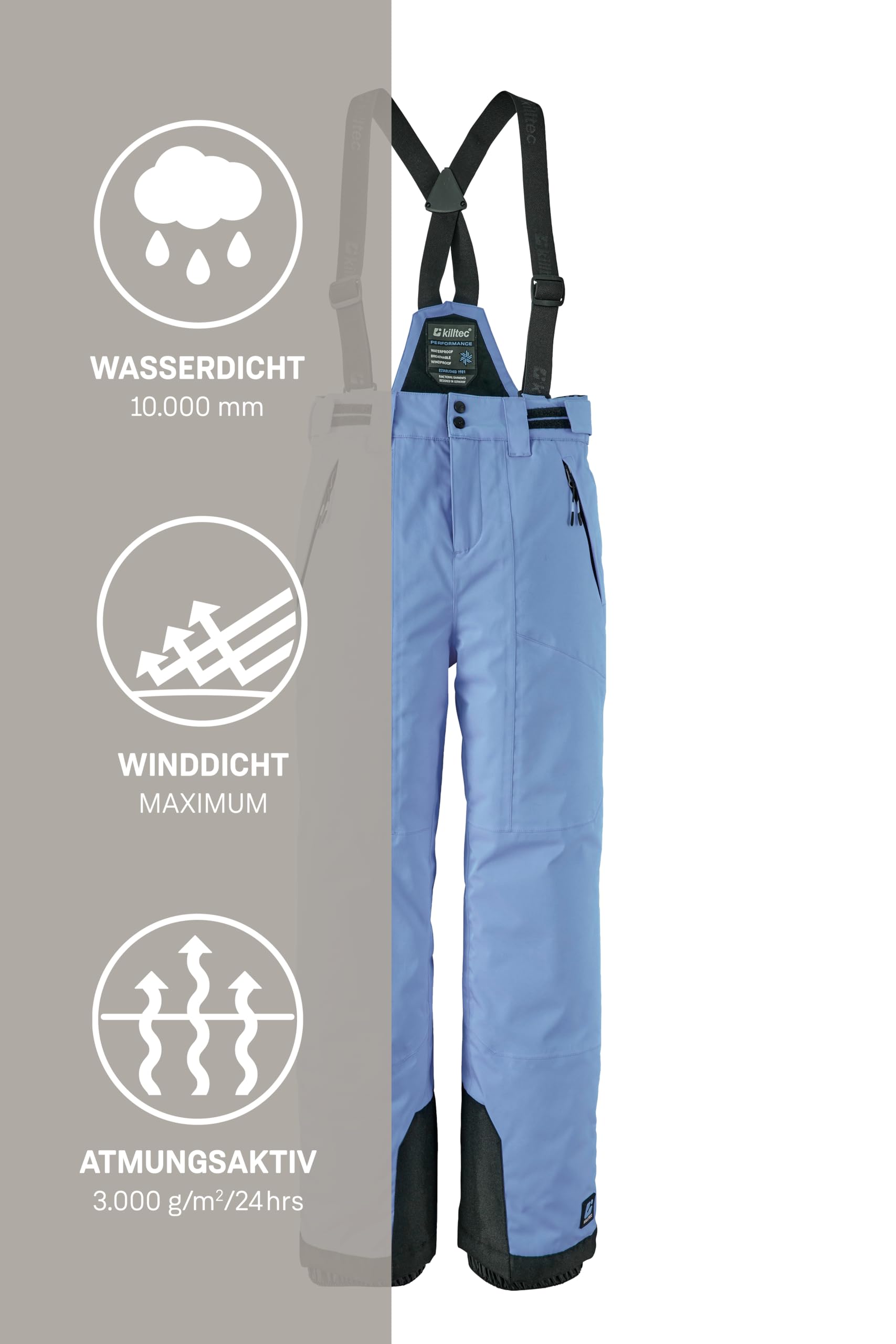 Killtec Mädchen Skihose mit abzippbarem Latz und Kantenschutz Girls Skihose 242