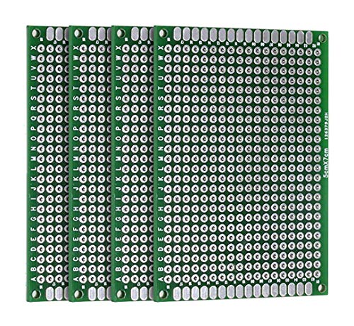 LampVPath (Pack of 4) PCB Prototype Board, Double Sided PCB Proto Board for DIY Solder Breadboard, 5cm X 7cm(1.969" X 2.756") Universal Printed Circuit Board