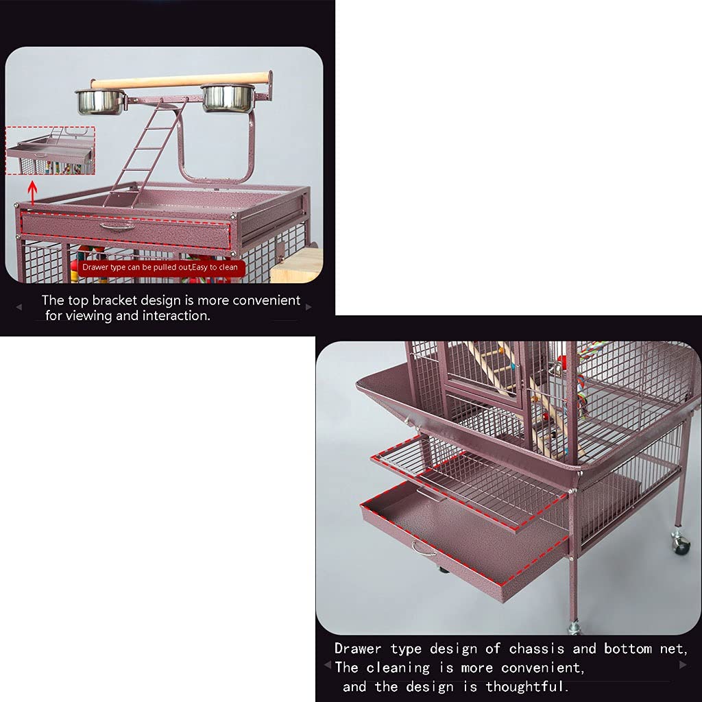 Gabbia Voliera Rack interattivo dell'animale domestico e gabbia pappagallo mobile con scatola riproduzione adatta per canarini, piccoli pappagalli, fringuelli, piccioncini e parrocchetti Bird Cage