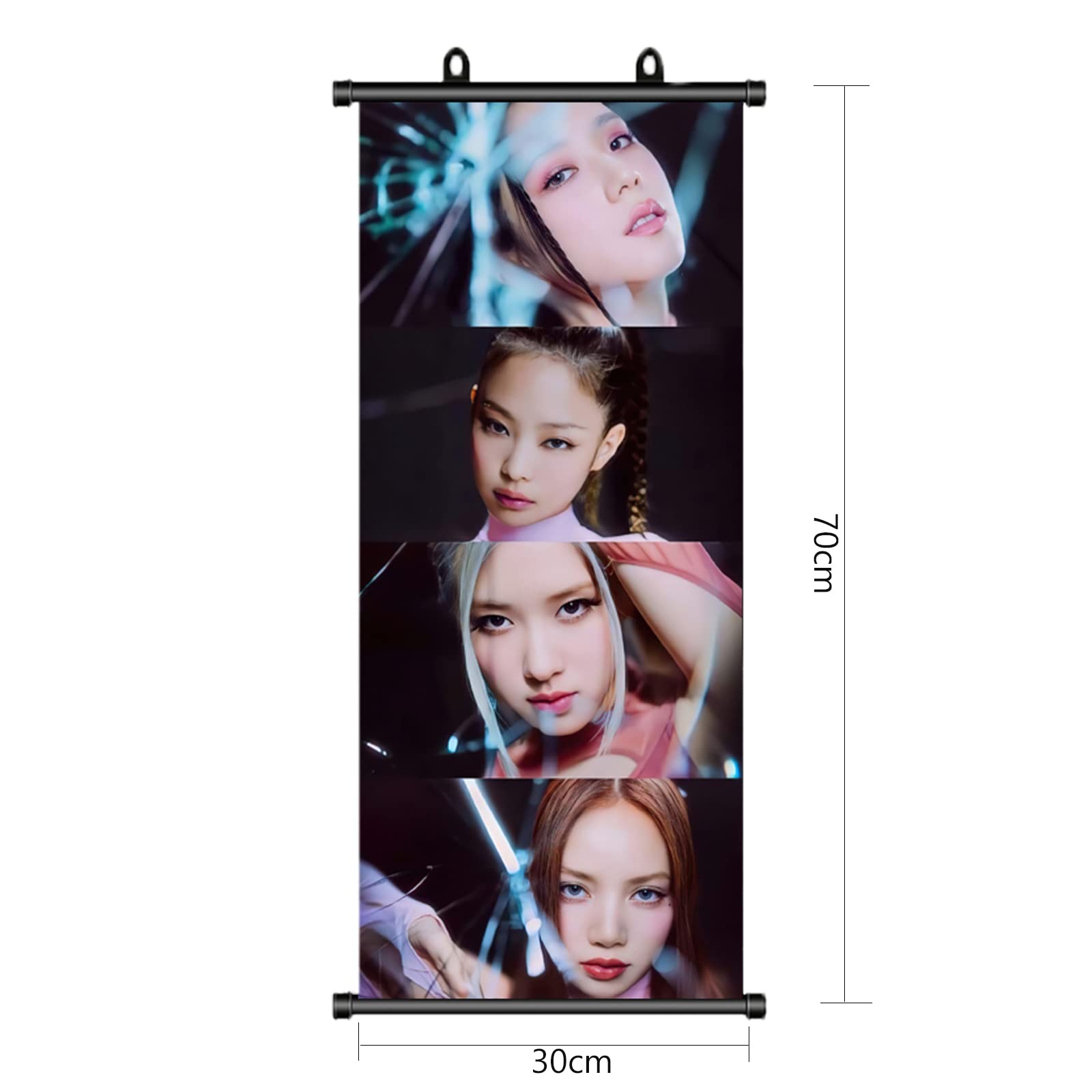 TuYines Poster Tissu Blackpink 70x30 Cm – Affiche Enroulable Blackpink, Décoration Murale Fan K-pop, Cadeau Idol