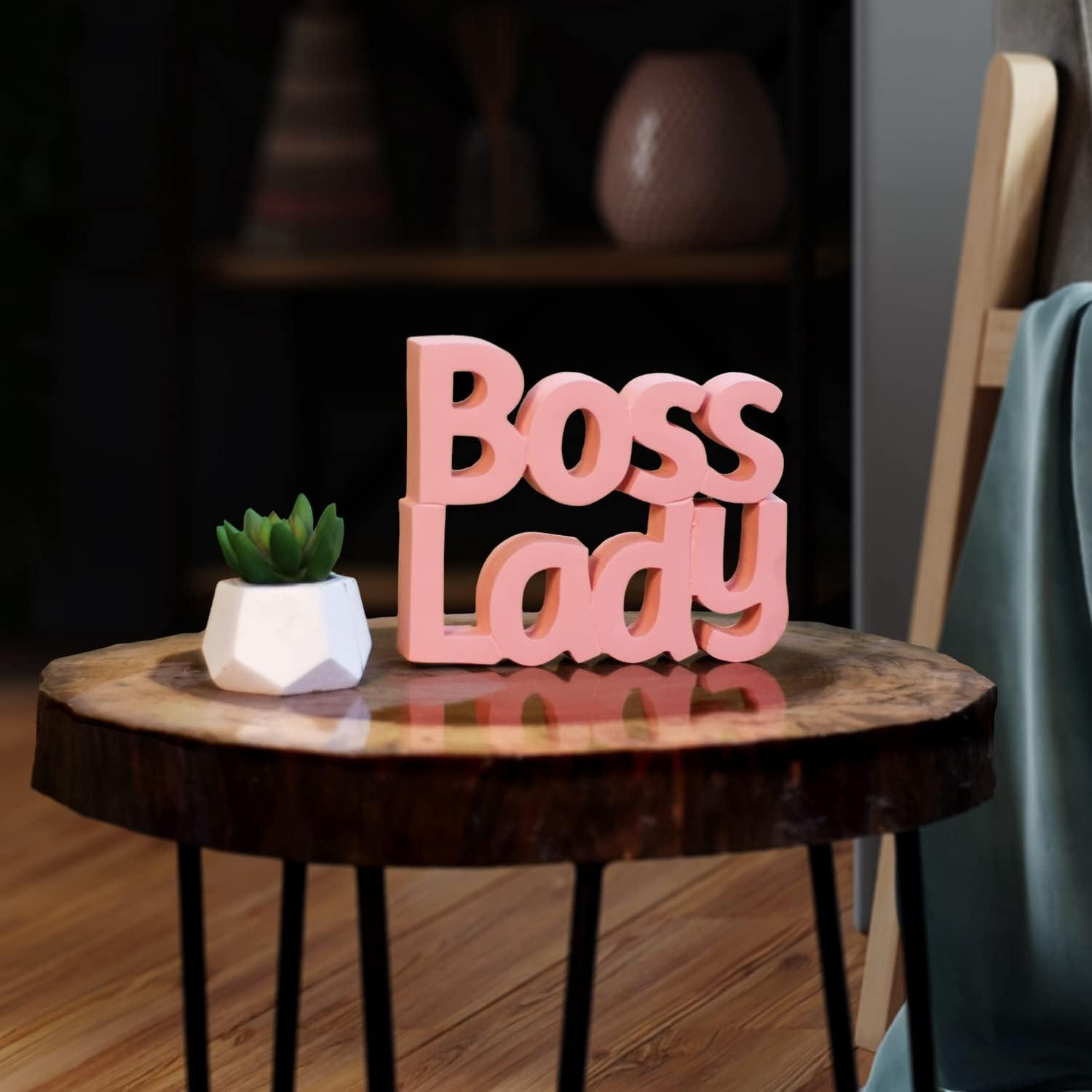 NUKKAD TALES Boss Lady Pink Showpiece Office Decoration Items Birthday Gift Items Gift for Girls Gift for Boss (6 X 4.9 inch)