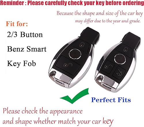 Miniatura 2 de HIBEYO Funda de fibra de carbono compatible con Mercedes Benz C E S M CLS CLK G Class CLA GLK GLA GLA AMG GLC Logo Smart Key Fob Funda con llavero