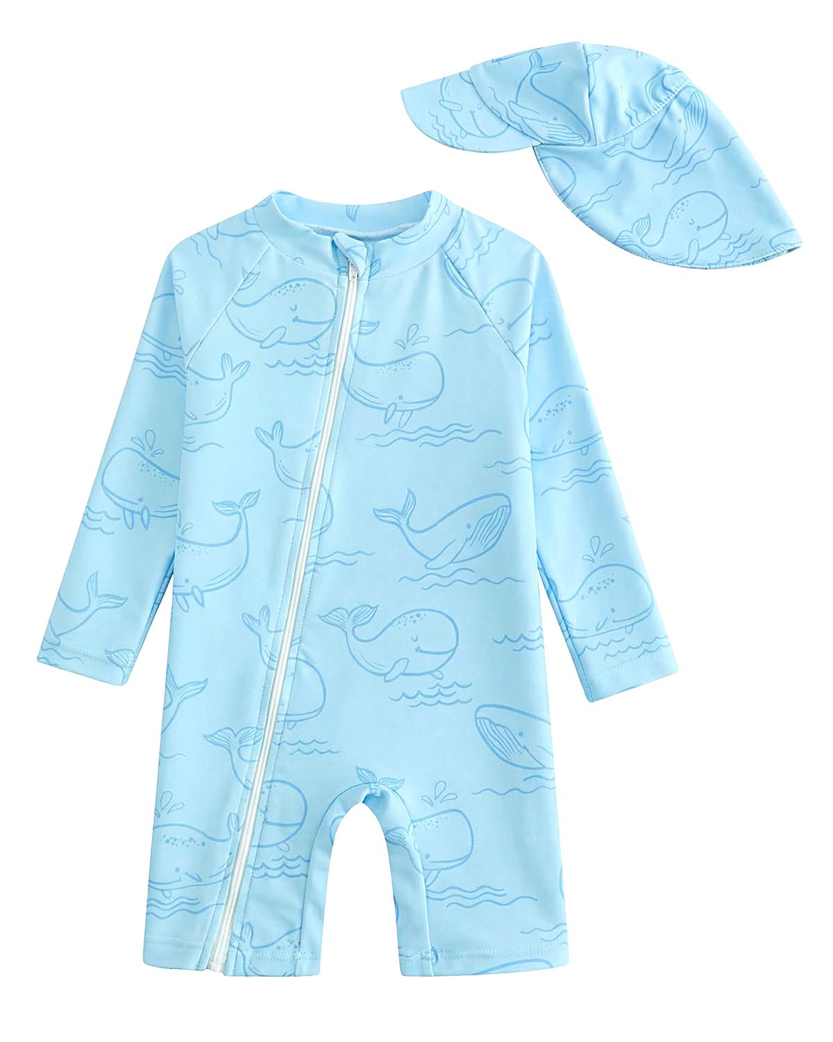 WYTbaby Baby Badeanzug Einteilig Uv Kleidung mit ReißVerschluss Uv-Schutz Badebekleidung für Kleinkinder Junge Mädchen 3 Monaten - 3 Jahren