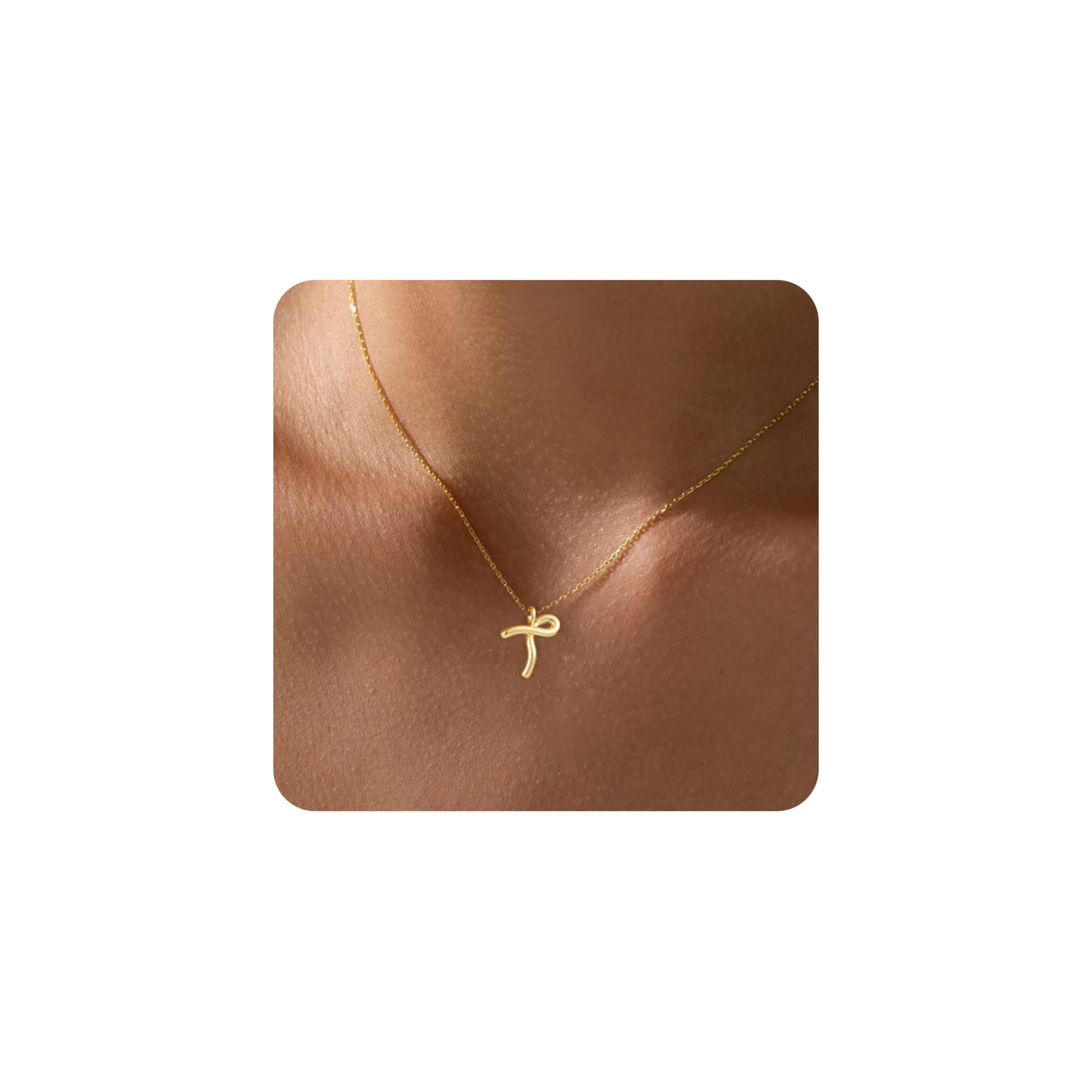 JECOMY Gold Initial Necklace for Women, Dainty 14K Gold Plated Irregularly Initial Waterproof A-Z Necklace for Women Trendy