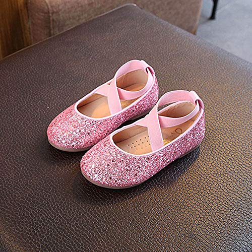 Infant Baby Shiny Sequins Loafers Summer Princess Party Bling Solid Color Dancing Shoes for Infant Girls (Pink, 12 Little Child)2