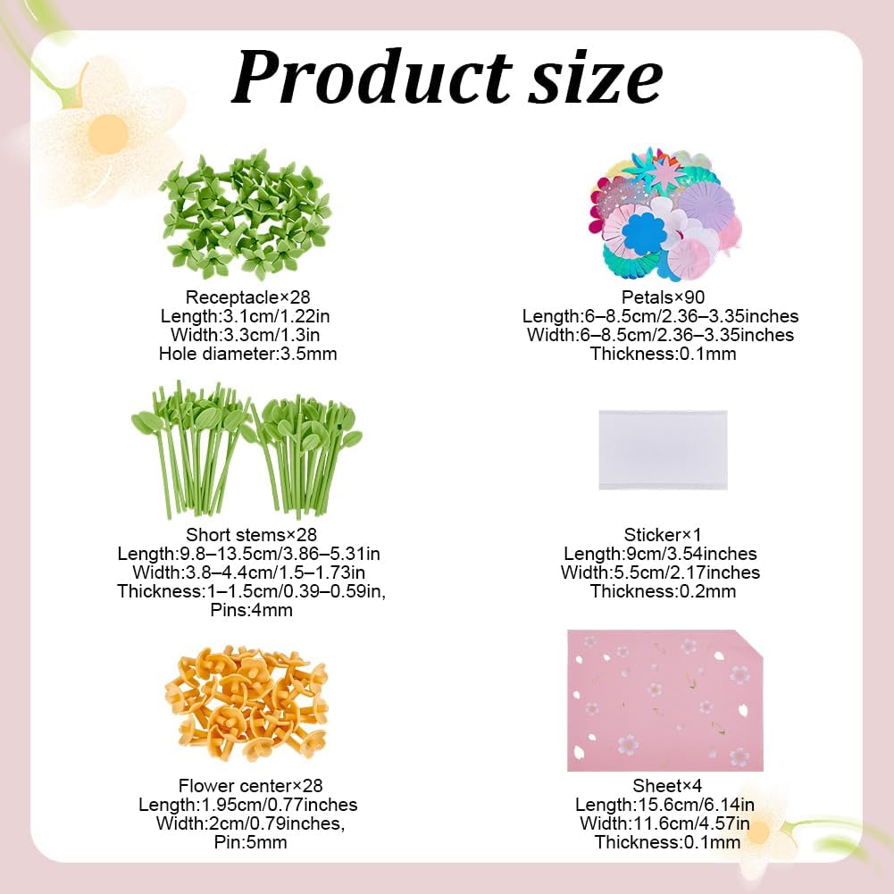 AHANDMAKER Fabric Flowers for Crafts Refill Kit DIY Flower Bouquet Craft Accessories DIY Fabric Bouquet Making Set Fun Art Supplies