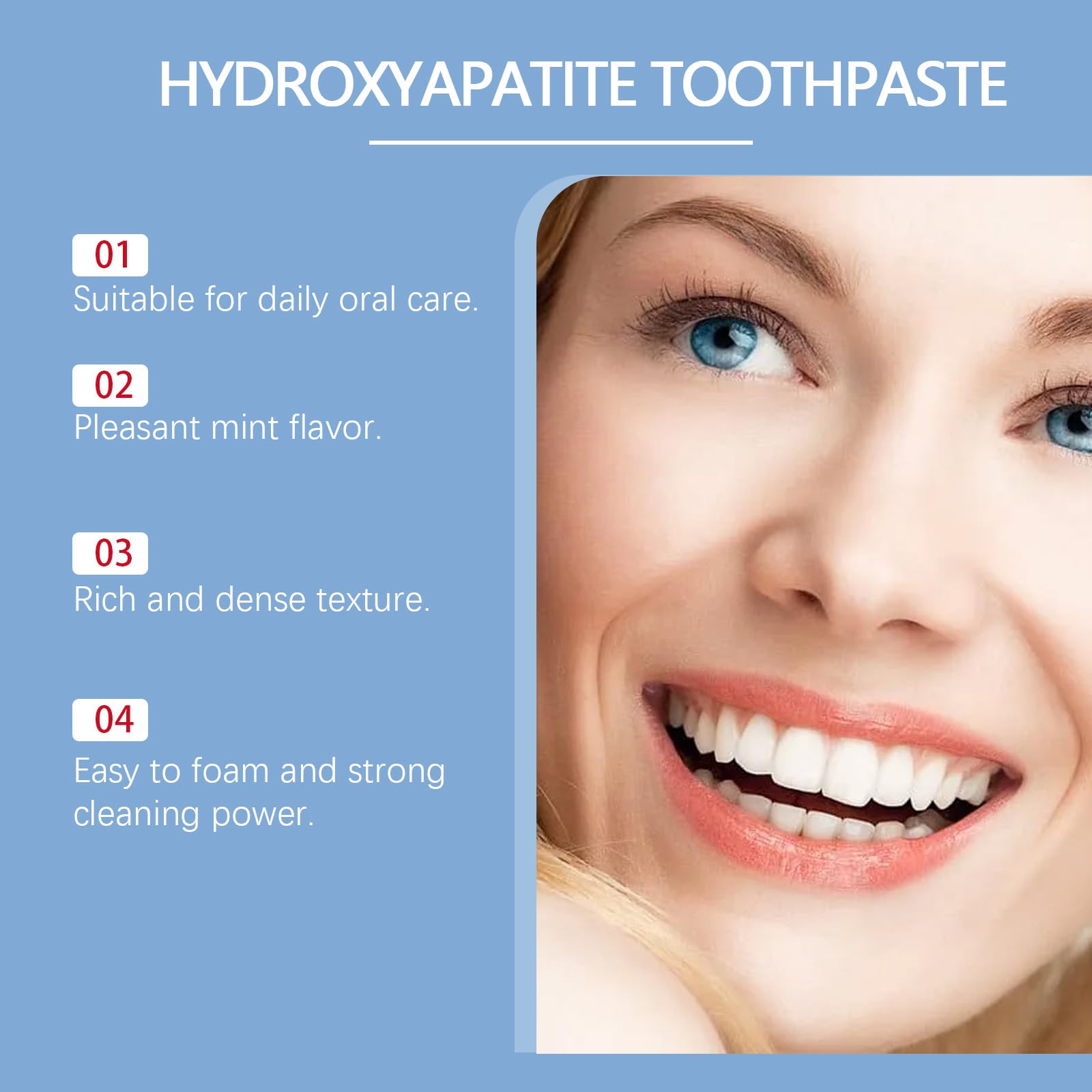 Dentifricio con idrossiapatite al 9,9% per una migliore protezione dello smalto dei denti, dentifricio senza fluoruro per denti sensibili, ripara e rafforza lo smalto dei denti, migliora la salute