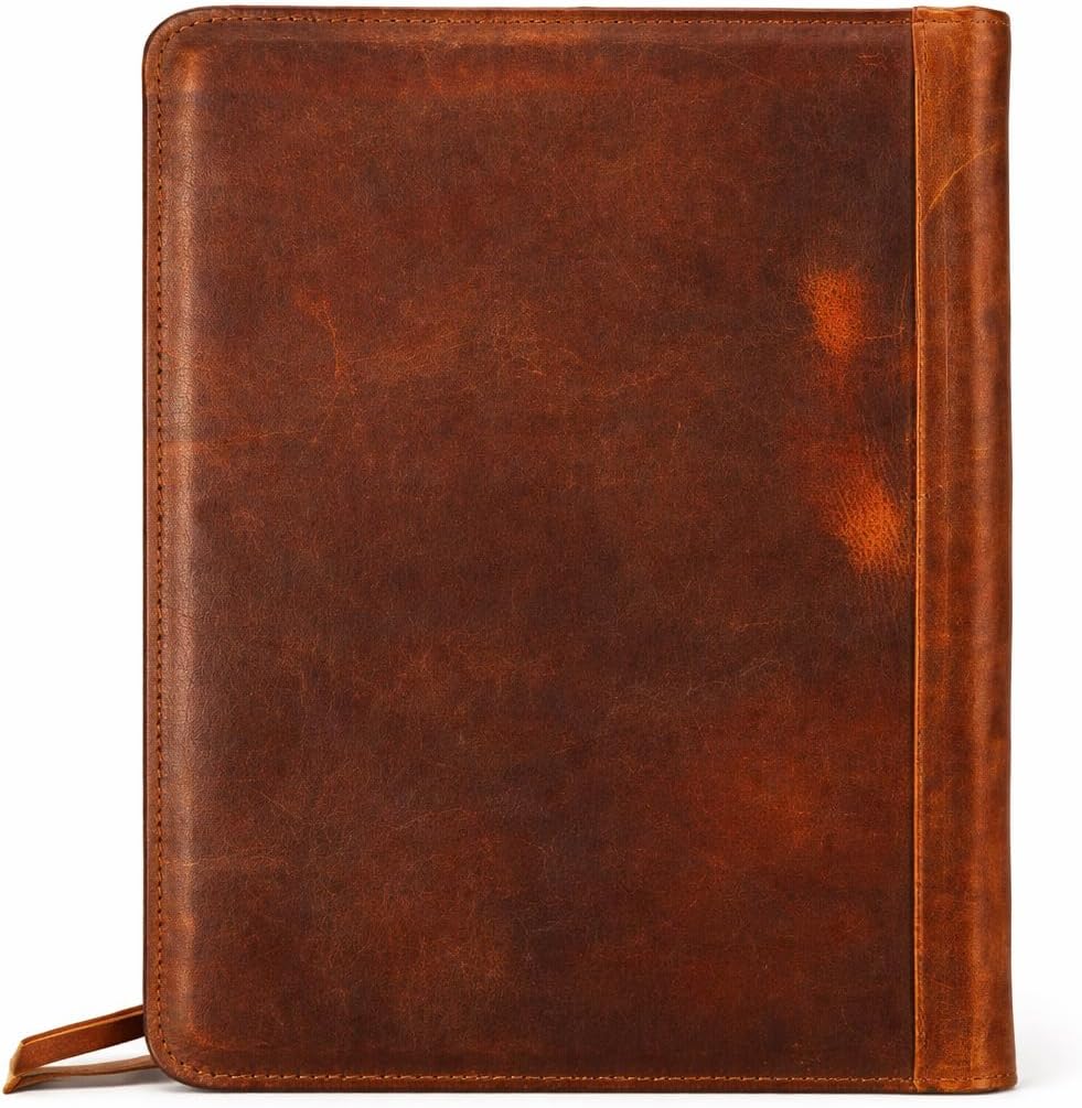 Top Grain Leather Portfolio, Leather Binder Padfolio, Professional Business Padfolio & Corporate Document Organizer of Leather with Writing Pad for Men & Women