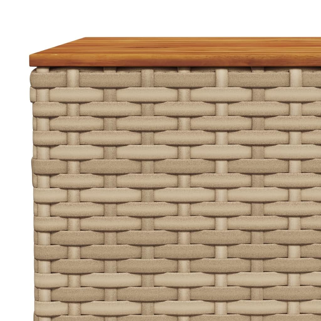 Tavolo da giardino beige, 55 x 55 x 36 cm, in polyrattan, legno di acacia, resistente alle intemperie, per giardino, balcone, terrazza, esterni, campeggio, picnic, salvaspazio, stabile e