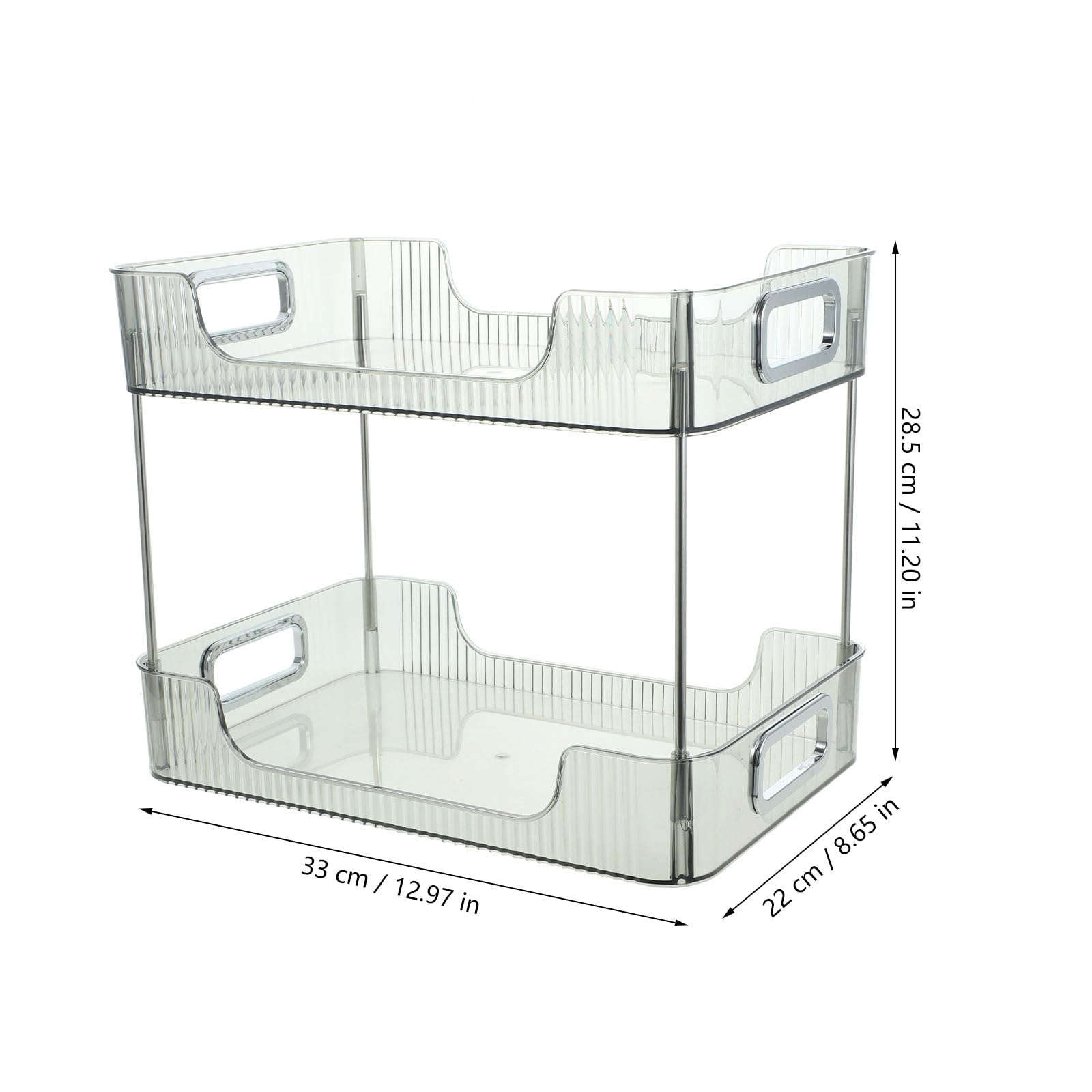 Alipis 2-Tier Bathroom Countertop Organizer, Clear Dresser Perfume Tray Decorative Cosmetic Skincare Organizer Shelf Vanity Holder Spice Rack Sundries Storage Organizer for Kitchen, Bedroom, Grey