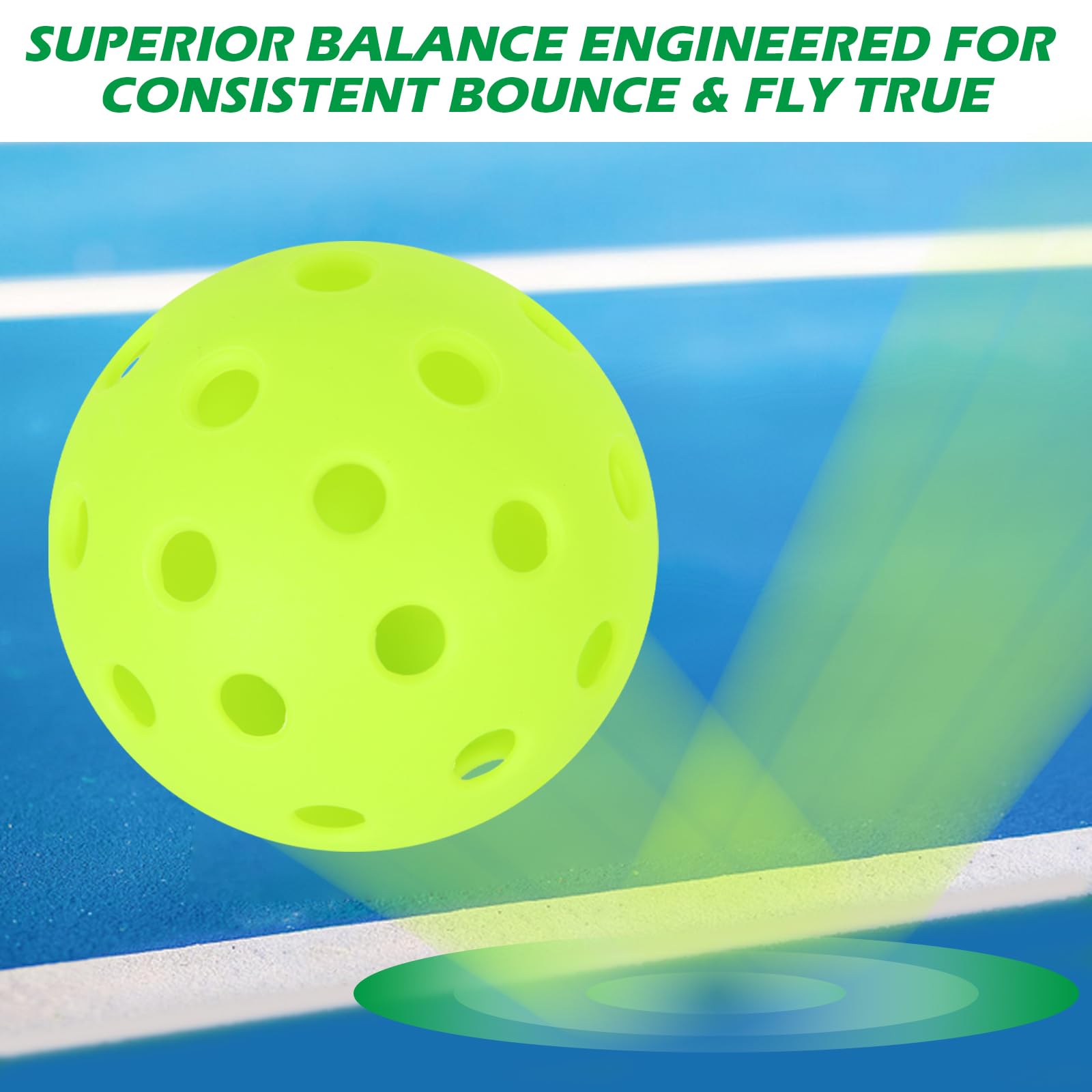 Palline da pickleball da esterno, 40 fori, confezione da 3/12/48 per sport all'aperto, rimbalzo elevato e durevole sottaceto per tutti gli stili di paddle e campi con borsa