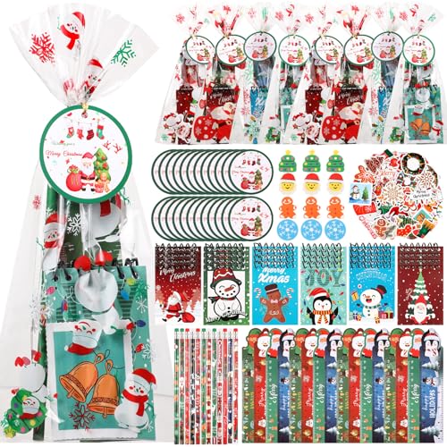 Papeterie de Noël grand lot de gommes et carnets pour cadeaux de fête