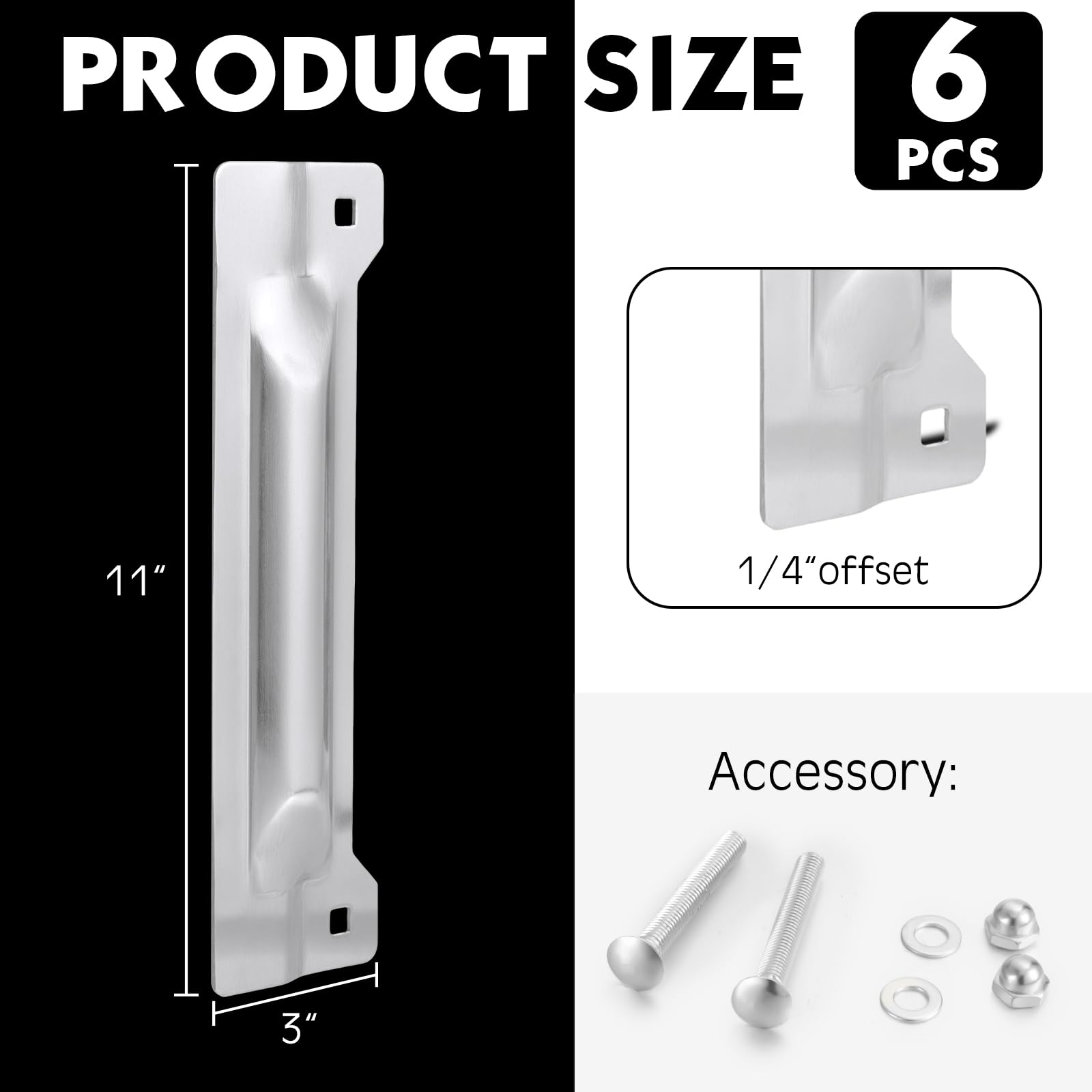 Landhoow 6 piezas de 7.6 cm x 27.9 cm Pestillo Protector de puerta de acero al carbono galvanizado, placa de seguridad contra entrada forzada, fácil de instalar para puertas salientes