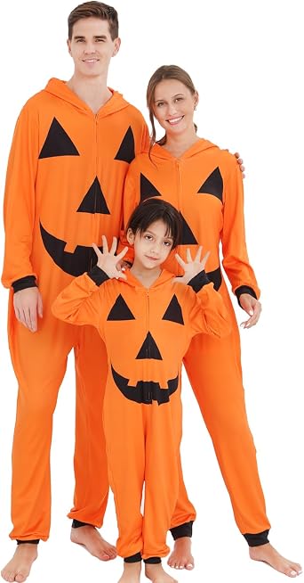 ANGELGGH Family Matching Halloween Onesie Pajamas Hooded PJs Loungewear