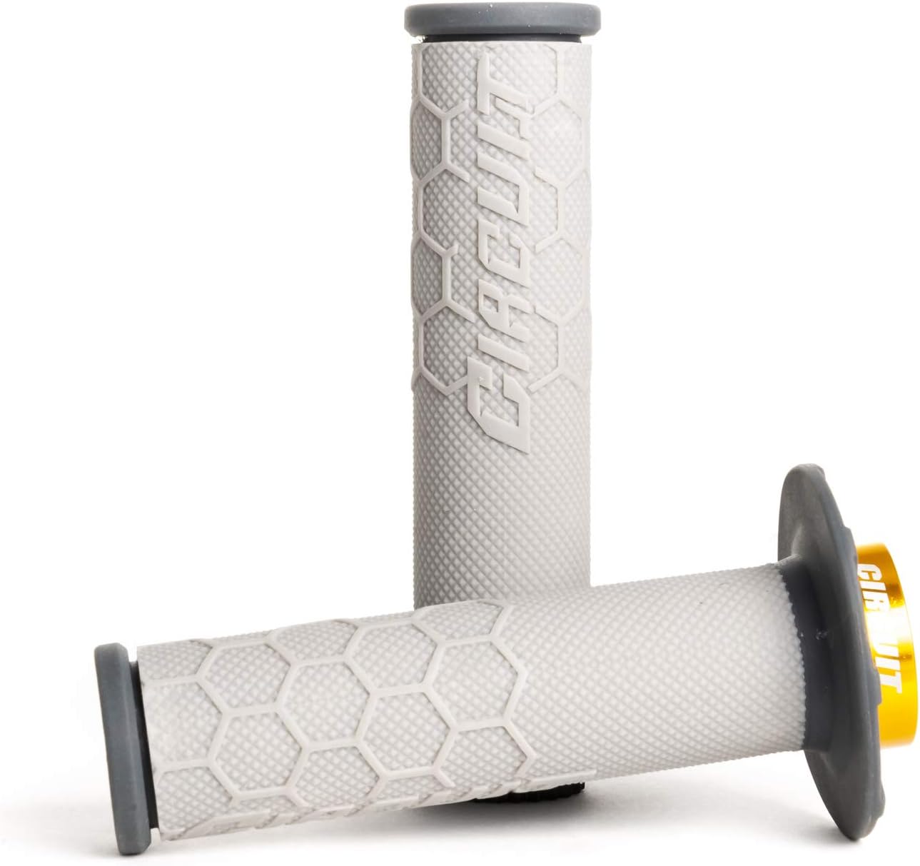 Circuit Equipment – ​​Kira Lock-On Grip – Dual Compound Construction, Tool-Free Installation – Grip and Impact Resistance for Motorcycles Racers – Grey/Titanium