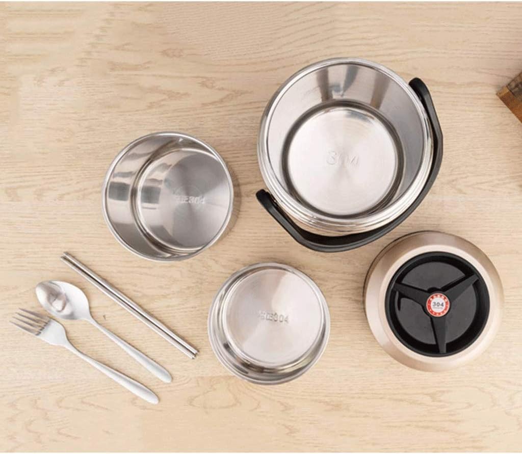 Insulation Lunch Box Soup Boxbox Insulation Barrel Large Capacity Multi-layer Lunch Box Office Worker Person Portable Soup Barrel(D,1.6L)