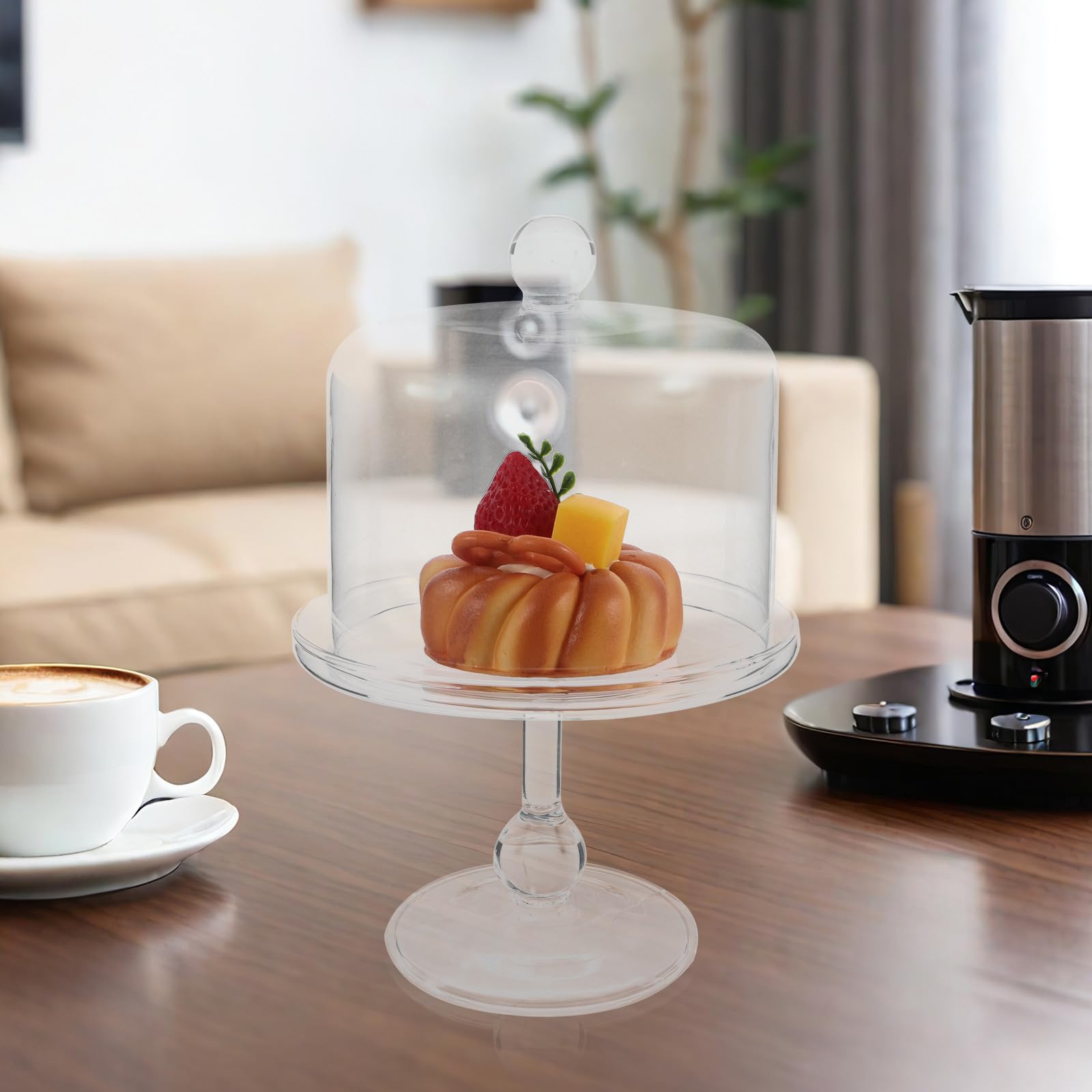 POPETPOP Vidrio Soporte y Elegante Base Estable, con Tapa para Tartas
