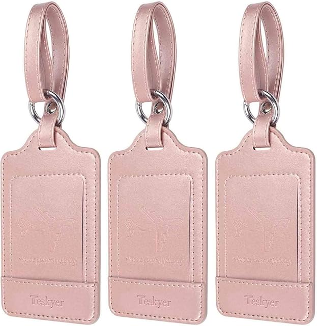 Luggage Tags, Travel Bag Suitcase Name Tags, Teskyer Premium PU Leahter Luggage Tags Privacy Protection Travel Bag Labels Suitcase Tags