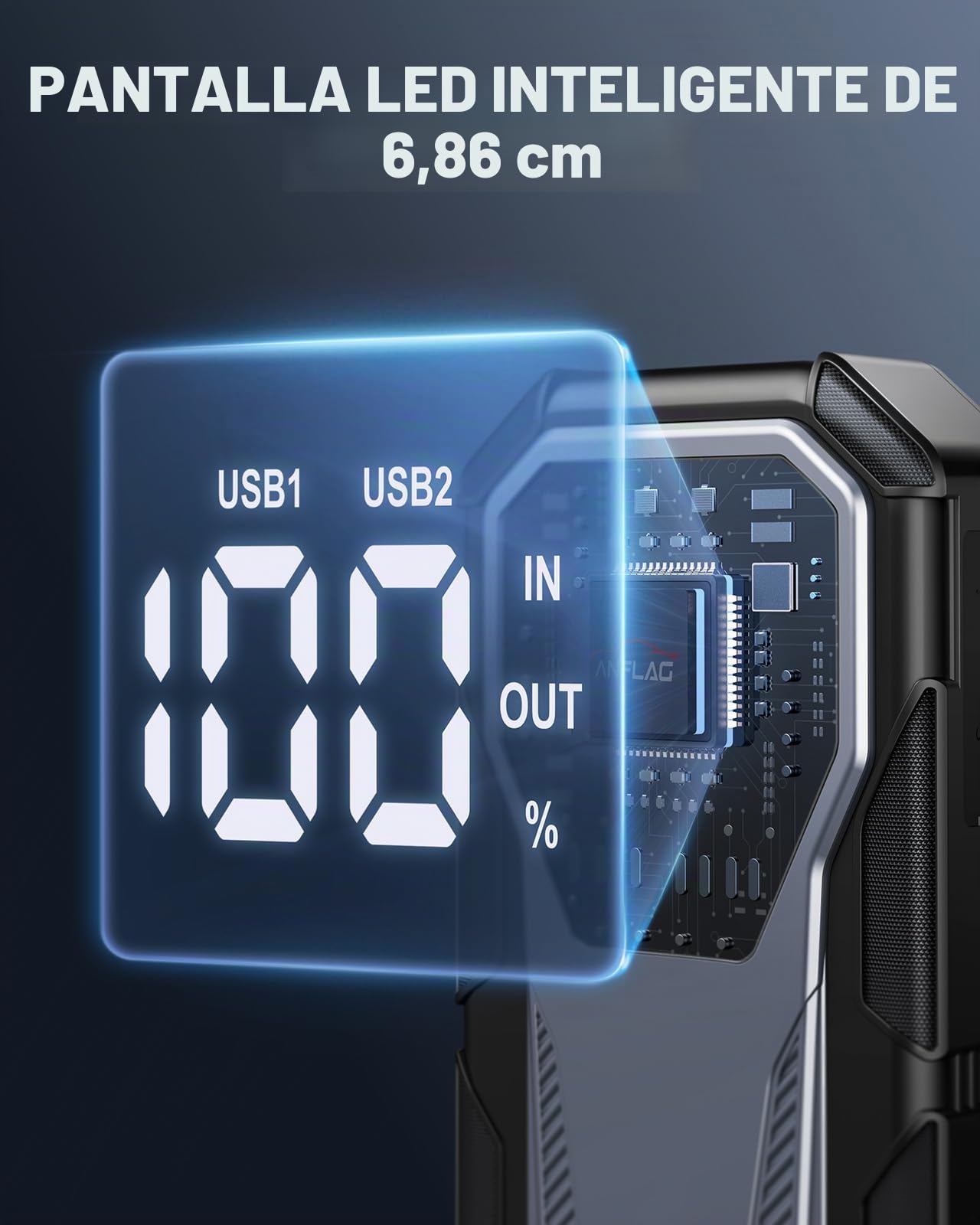 Arrancador de Coches, 6000A 12V Arrancador de Baterias de Coche, para All Gasolina o 10L Diesel, Linterna LED,Carga Rápida, Pantalla LCD Extragrande