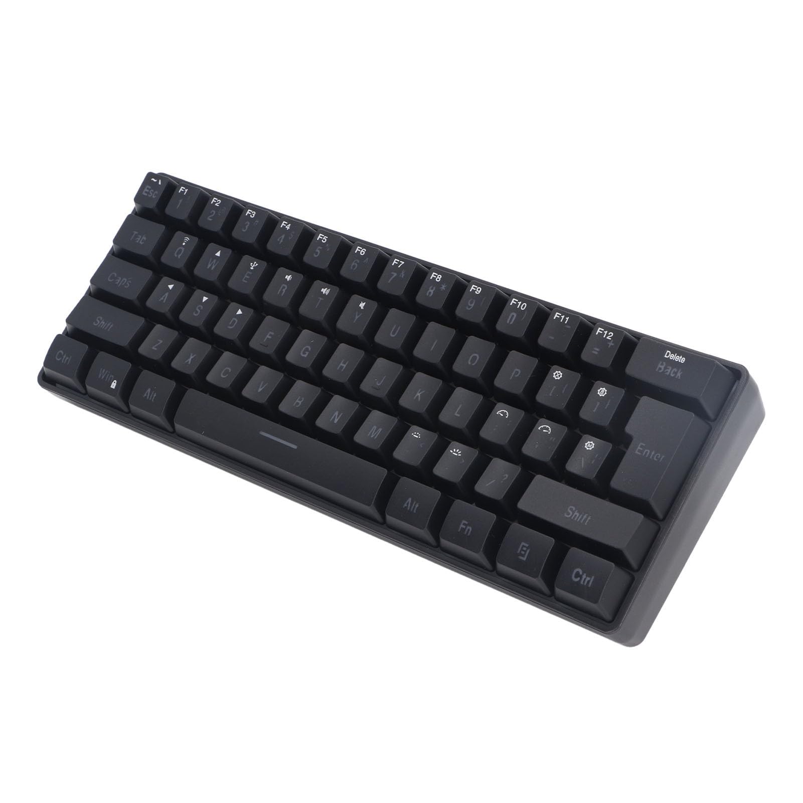Fabater Tastiera Wireless a 3 modalità, Tastiera Wireless Cablata Bluetooth 2.4G a 61 Tasti Silenziosa, Retroilluminazione RGB con Batteria da 2000 MAh per Giochi Tablet, Telefoni Cellulari (BLACK)