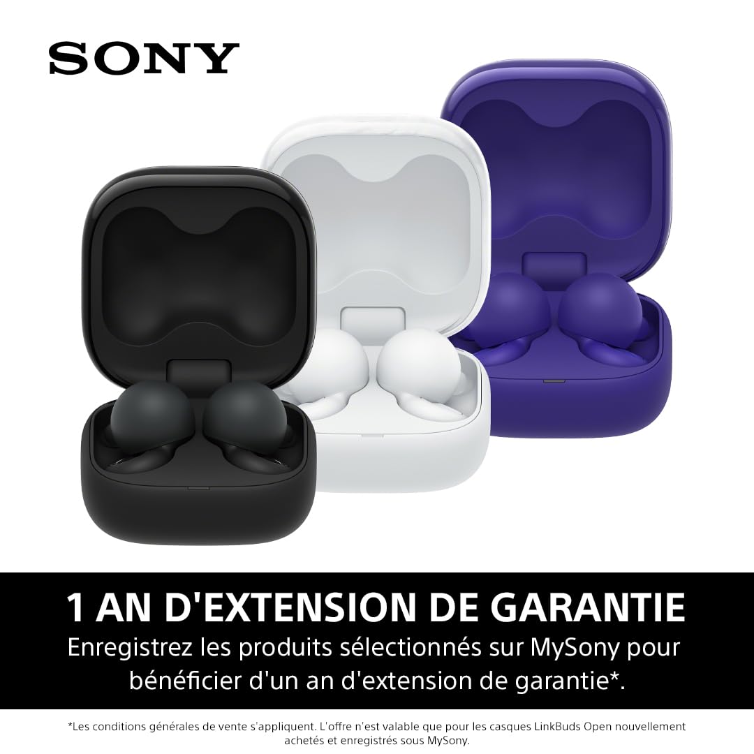 Sony LinkBuds Open - Ecouteurs Ouverts Bluetooth sans Fil - Son Transparent, Confortables, 4, 8g, Haute qualité sonore, IPX4, Connexion multipoint, Batterie 22h, iOS et Android - Blanc