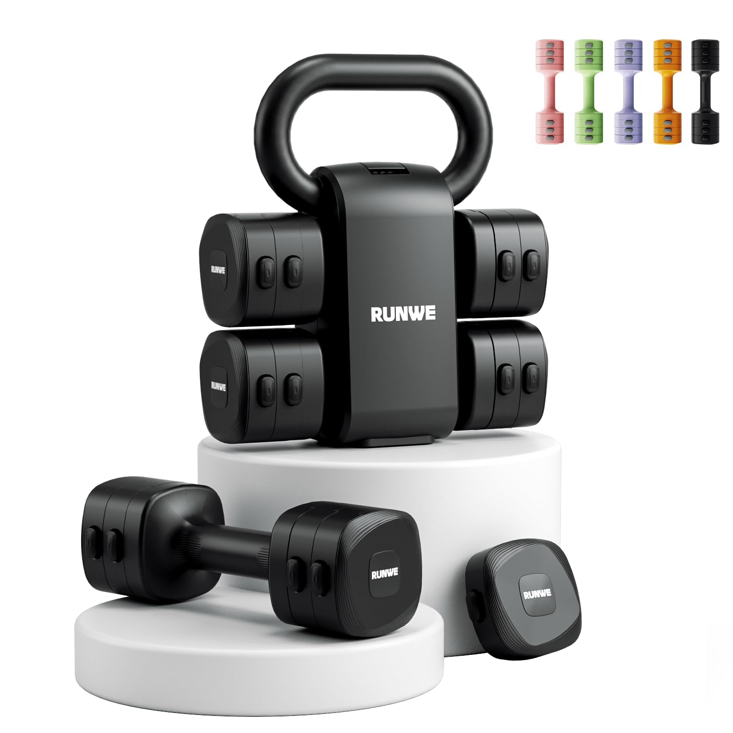 Conjunto de kettlebell com halteres ajustáveis e leves – Conjunto de peso 4 em 1 grátis