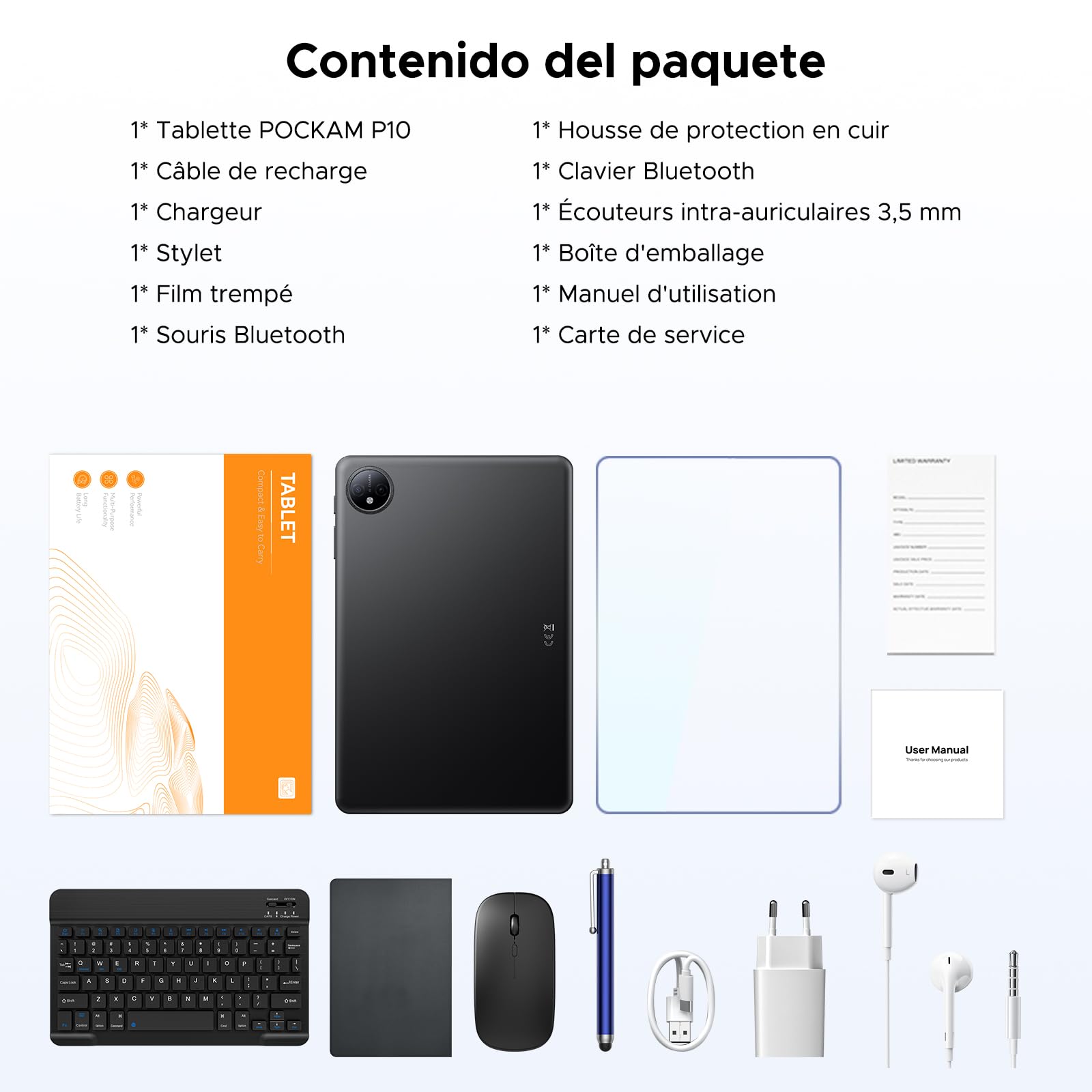 POPUX P10 Tablets Android, Tablet 10 Pulgadas, Tablet Android 16 con Gemini AI, 48GB RAM+128GB ROM, T310 CPU, 7000mAh, 8MP+5MP, 90Hz, Widevine L1, Bluetooth 5.0, Tablet con Teclado, Azul — view 9