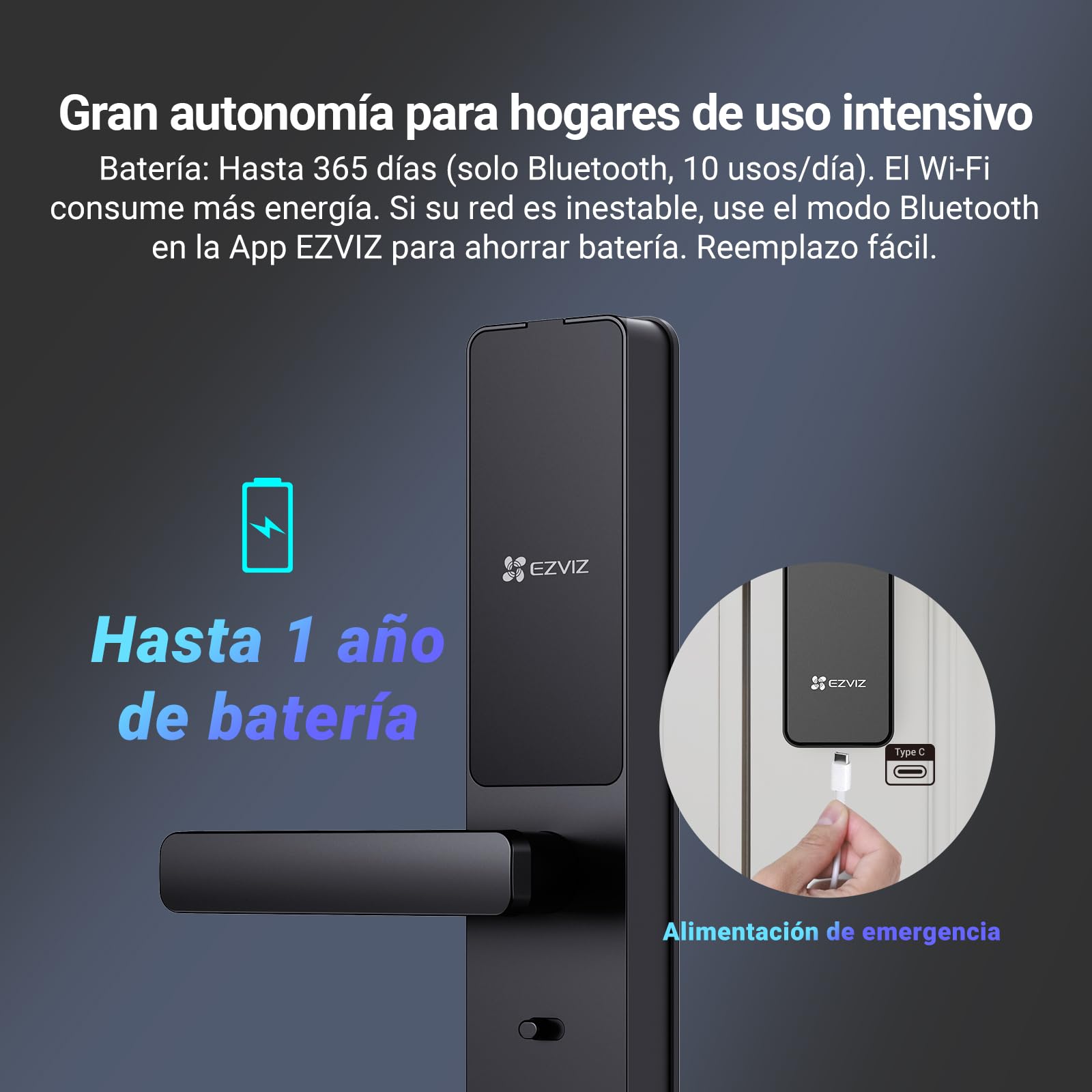EZVIZ Cerradura Inteligente Y2000, Cerradura de Entrada Sin Llave 7 en 1, Acceso por Huella con Wifi, Impermeable, Cerradura de Seguridad Infantil para Hogar, Apartamento, Villa, Oficina, Hotel (5085)