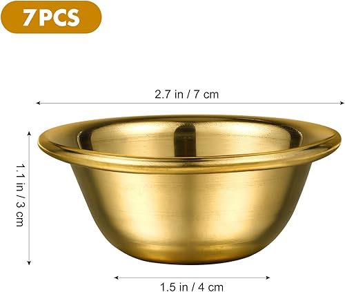 Miniatura 6 de HOMSFOU 7 uds Cobre Ofrenda Tazón Tazas Buddha Adoración Sacrificial Tazas de Té para el Hogar Budista Suministros 2.8 in