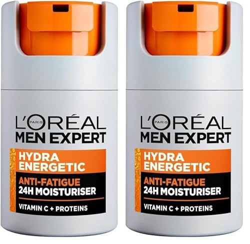L'Oréal Men Expert - Soin Hydratant Anti-Fatigue 24H pour Homme - Hydrate & Illumine - Concentré en Vitamine C Pure 10% - Usage Quotidien - Hydra Energetic - 50 ml