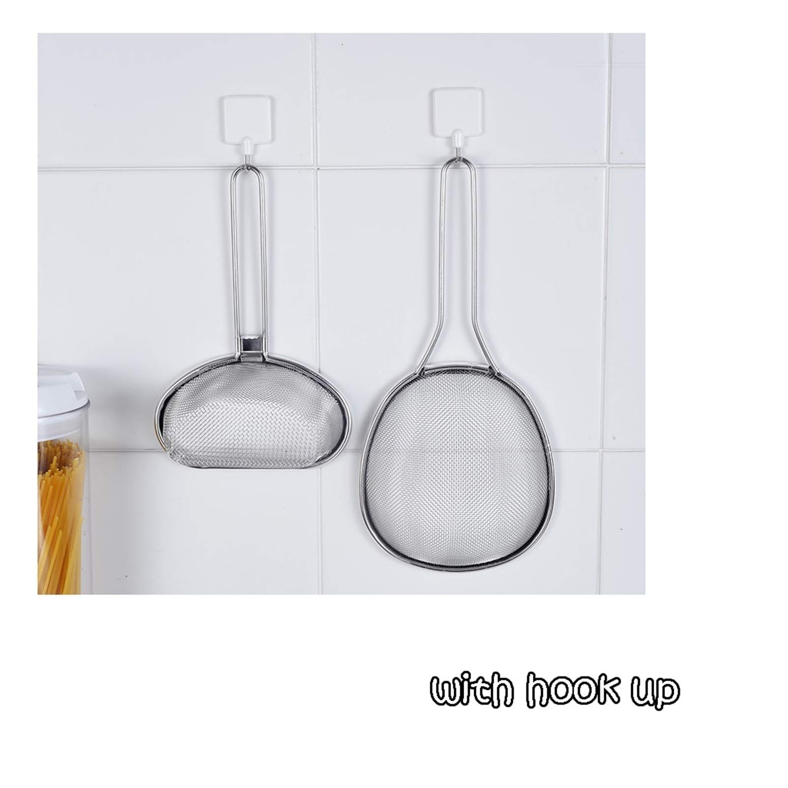 Schaumlöffel Sieb Schöpfkelle Premium-Edelstahl-Mesh-Mesh-Sieb mit Griffgriff feines Mesh-Lebensmittelsieb Küchengeschenk-Küchenversorgung mit breitem Ohrdesign Schaum Abseihlöffel (Color : A)