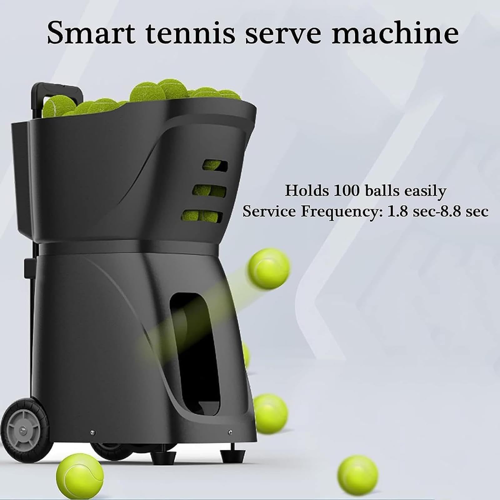 IMOSEI Automatic Ball Launcher, Tennis Ball Machine, Mobile App Control, 5-8H Battery Life, 100 Large Capacity, for Forehand, Backhand, Volley, Baseline, Short Ball, Footwork, Etc