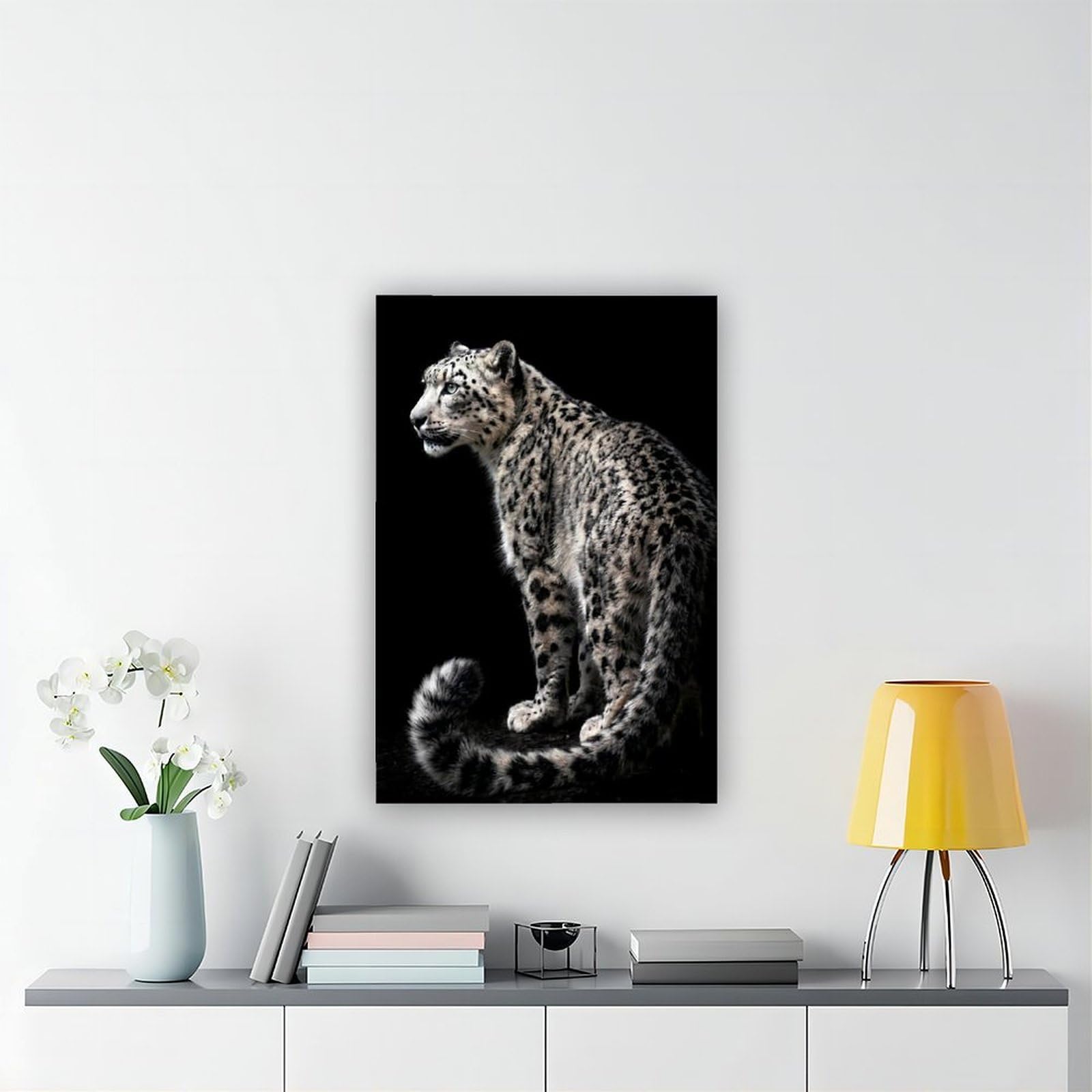Poster su tela, motivo leopardo delle nevi con profilo laterale, per dormitorio, decorazione regalo