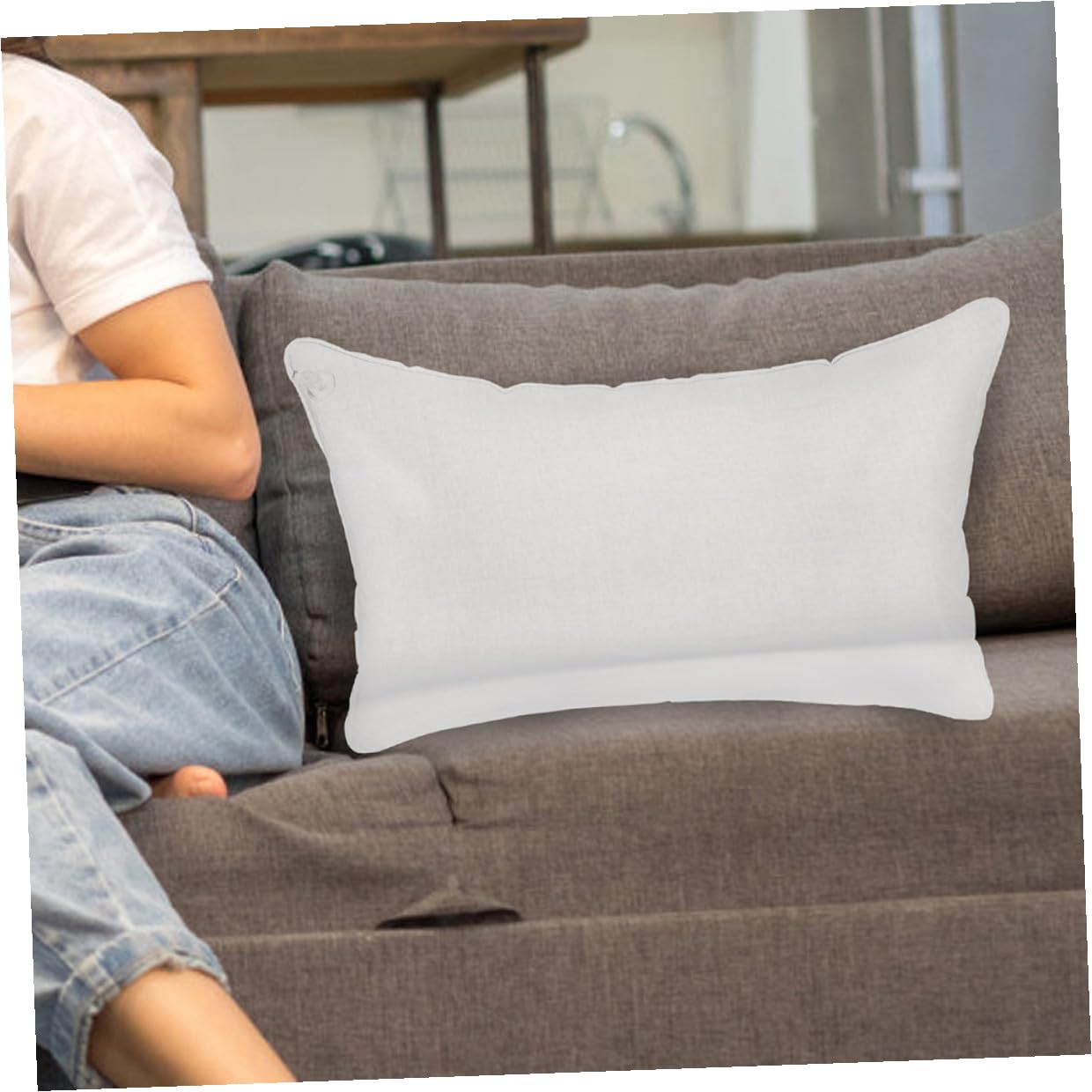 TEHAUX Cuscino Gonfiabile da Campeggio Bianco in Pvc Portatile | Esterni, Facile da Gonfiare o Sgonfiare, Formato Compatto, Articolo Leggero