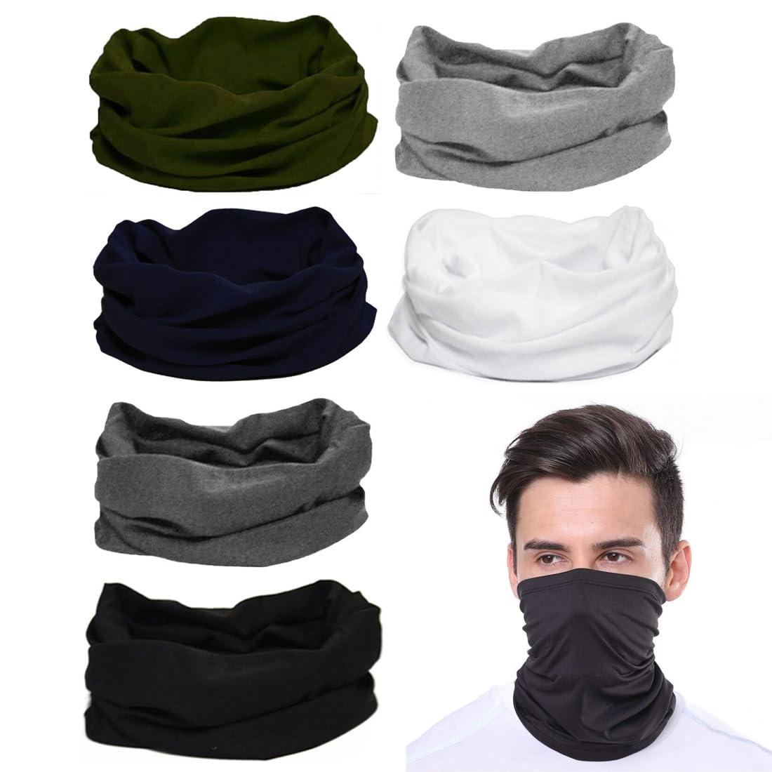 6 Pièces Multifonctions Tour De Cou Homme Hiver Et Femme À Séchage Rapide Cache Cou Moto Homme Cache Nez Pour Sport Cyclisme Yoga Ski Randonnée
