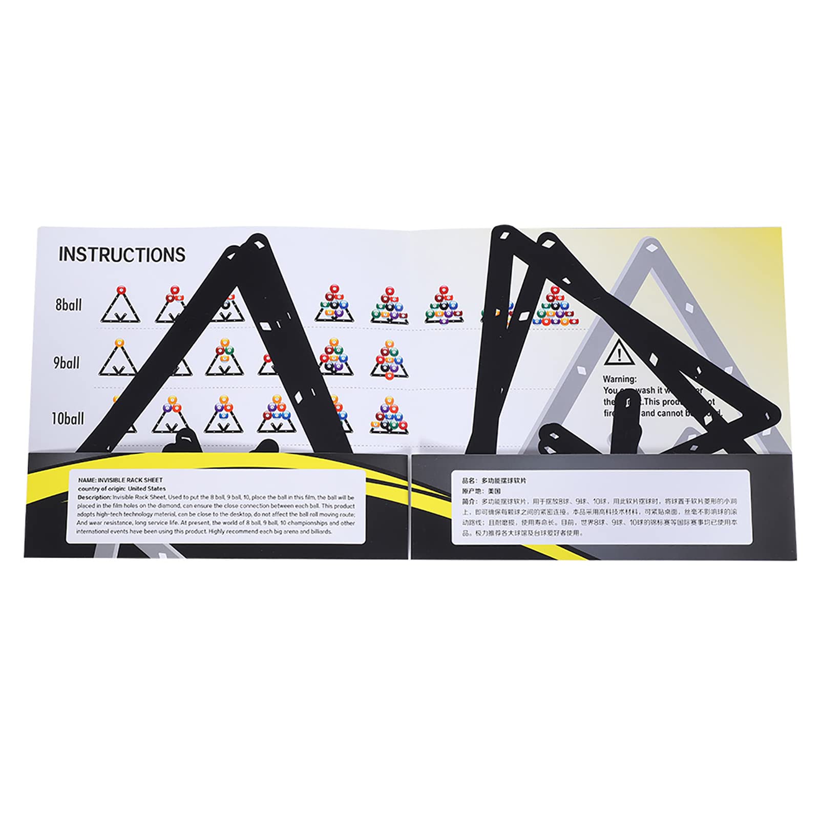 Juego de 6 Estantes de Billar, Soporte de Bola Triangular Negro para Mesa de Billar
