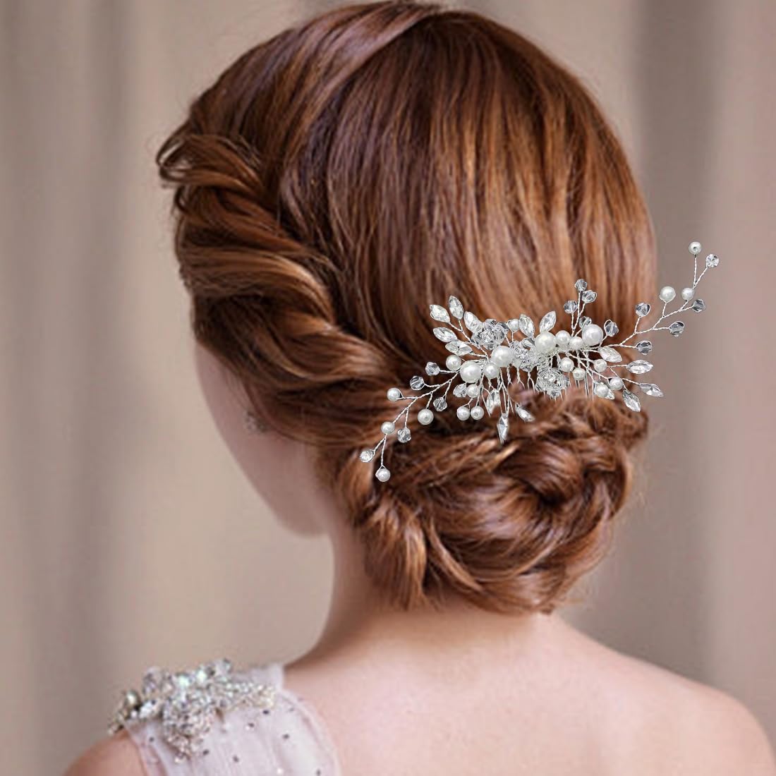 Pettinino per capelli da sposa con perle argentate, accessorio per capelli da sposa, per donne e ragazze
