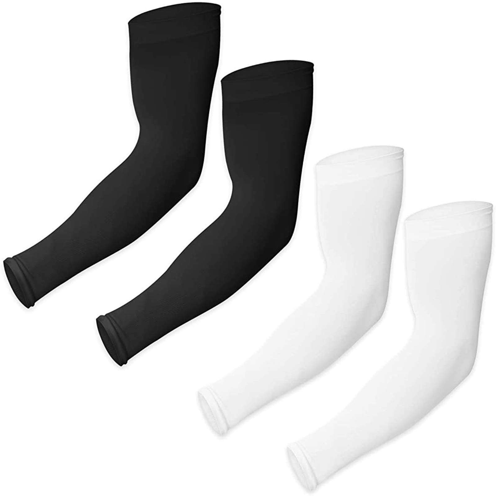 CIGPSIM 2 Pair Arm Sleeves for Men & Women UV Sun Protection Arm Sleeves for Men & Women- UPF 50 Sports Compression Cooling Sleeve(Black,white)