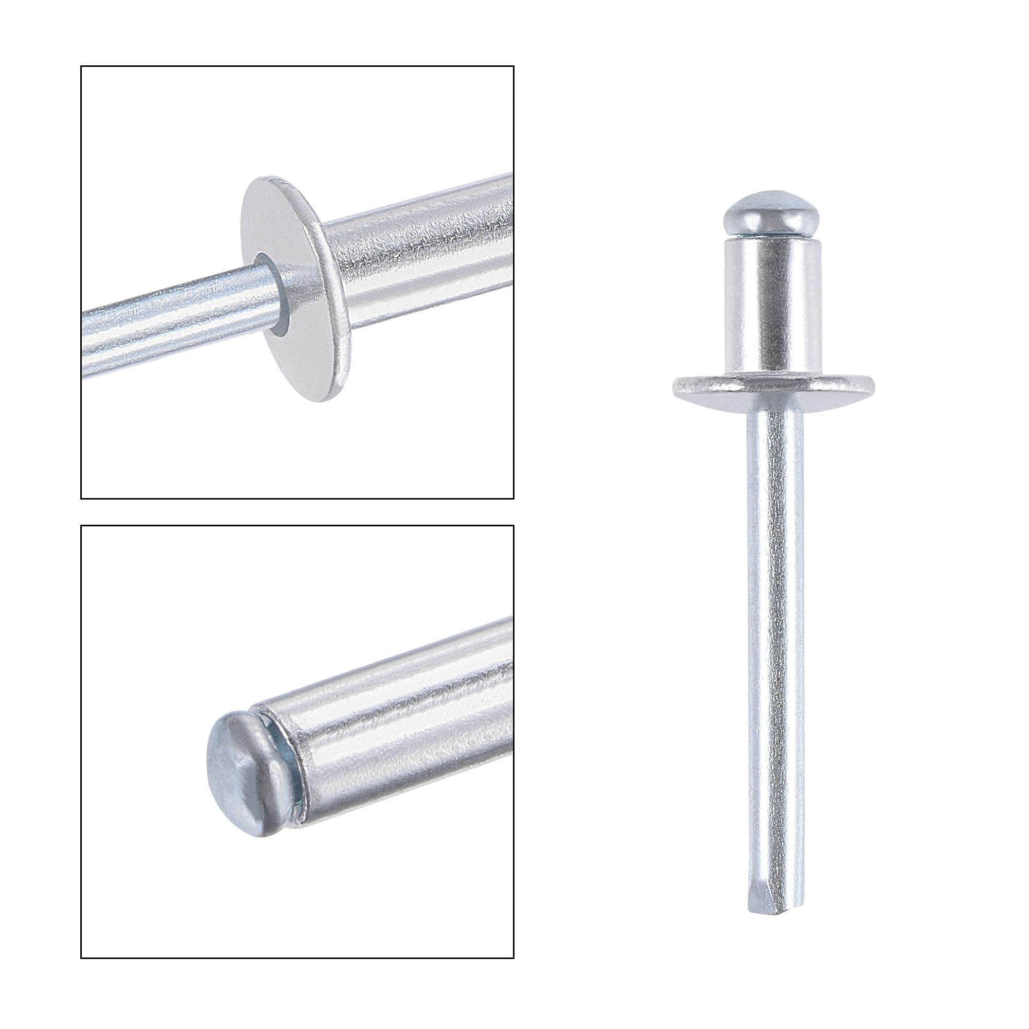 TA-VIGOR 50Pcs 6mm x 10mm Aluminium Blind Rivets, Open End Pop Rivets with Dome Head - Image 4