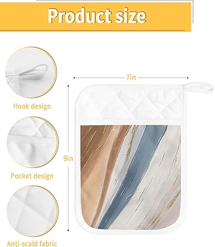 Miniatura 3 de Multi Gradient 5Pcs Pot Holders for Kitchen,Non Slip &amp; Heat Insulation Terry Cloth Potholder Set with Pocket,Thick Hot Pad Oven Mitts Trivet Coaster