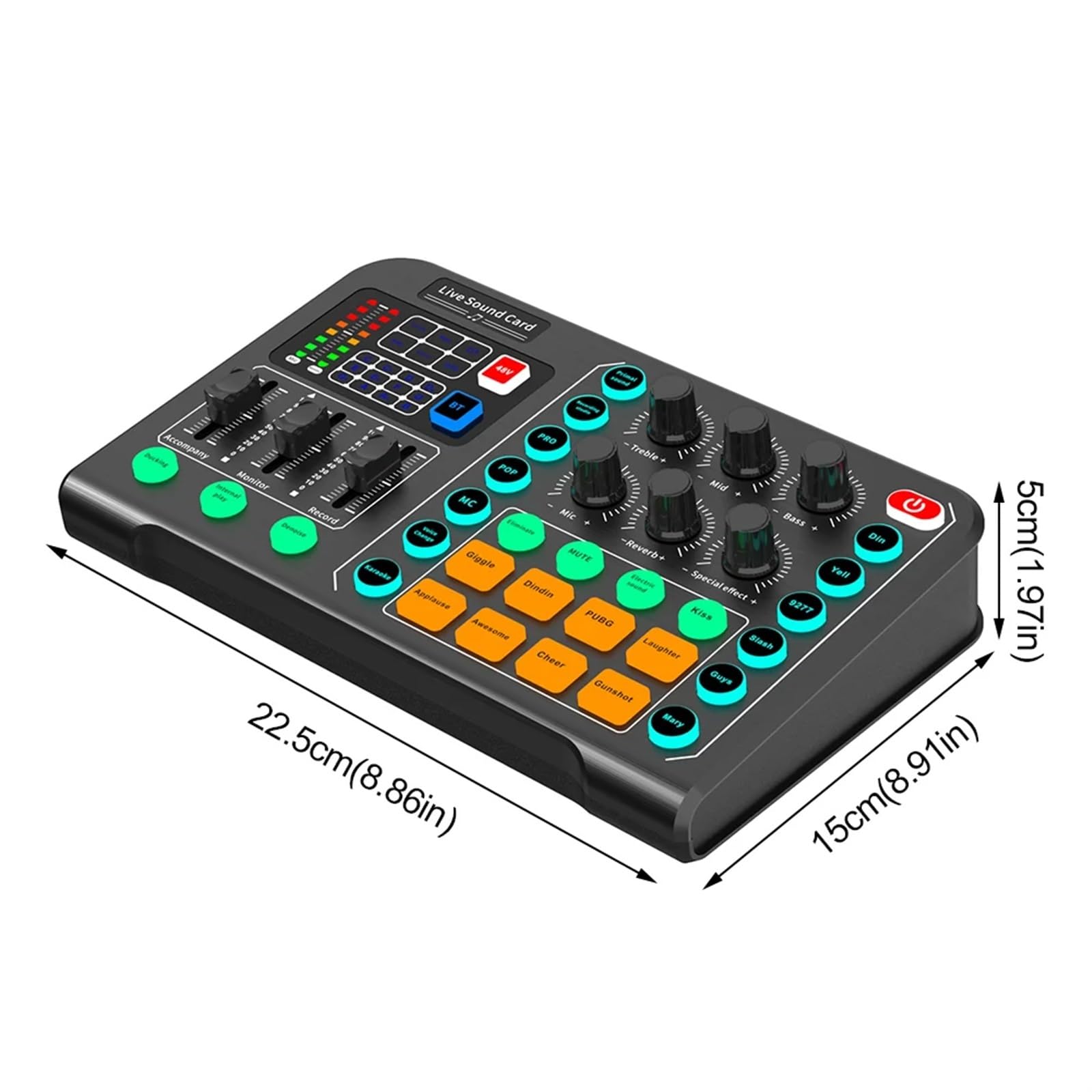 Mesa de Mezclas, Control de volumen, reverberación for juegos, for Streaming, DJ, Home, KTV, portátil, inalámbrico, profesional, tarjeta de sonido en vivo, cambio de voz