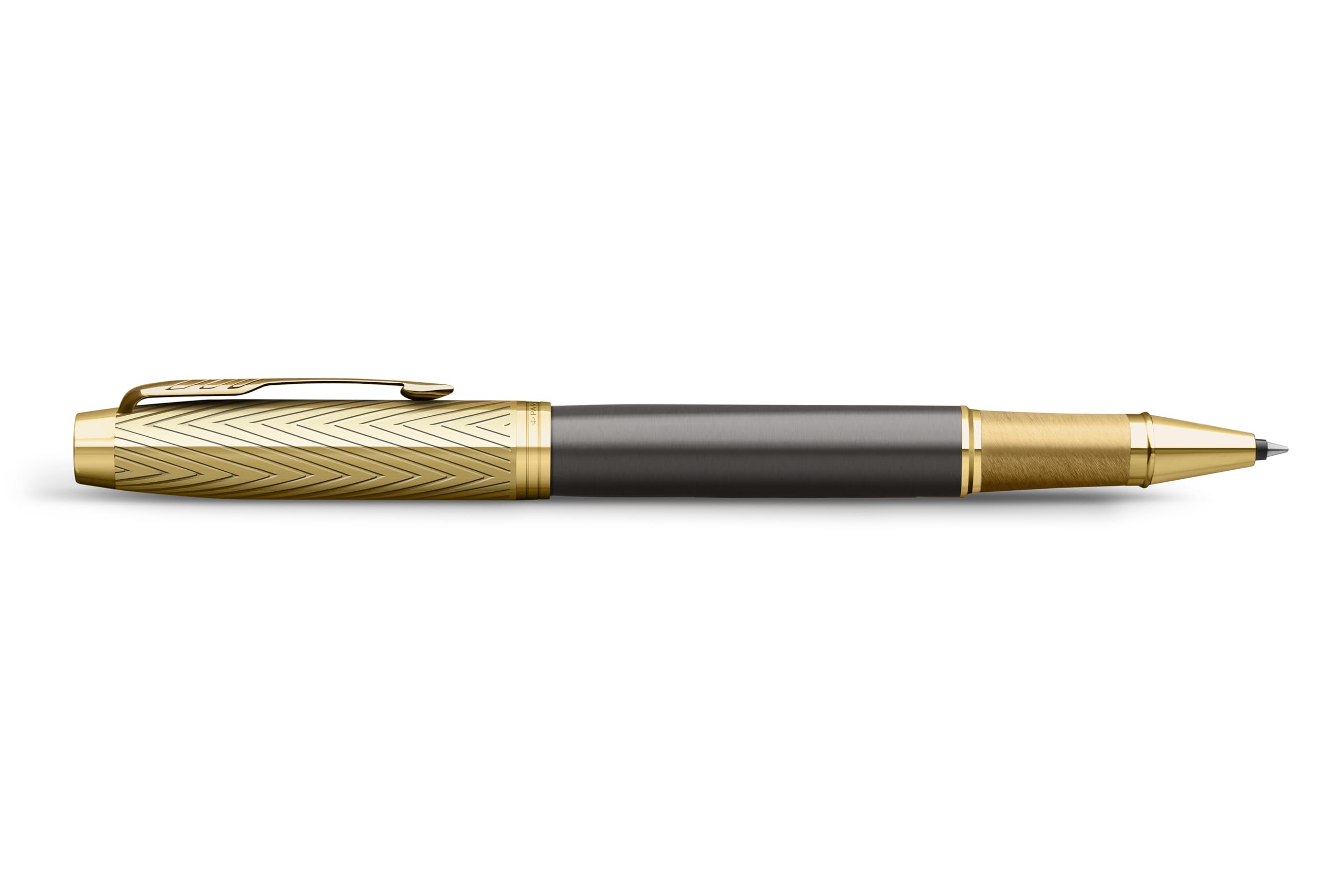 Parker IM Premium Roller Con Inchiostro Nero | Penna Scrittoio Design Pioneers Arrow | Colore Grigio Lago Con Finiture Dorate