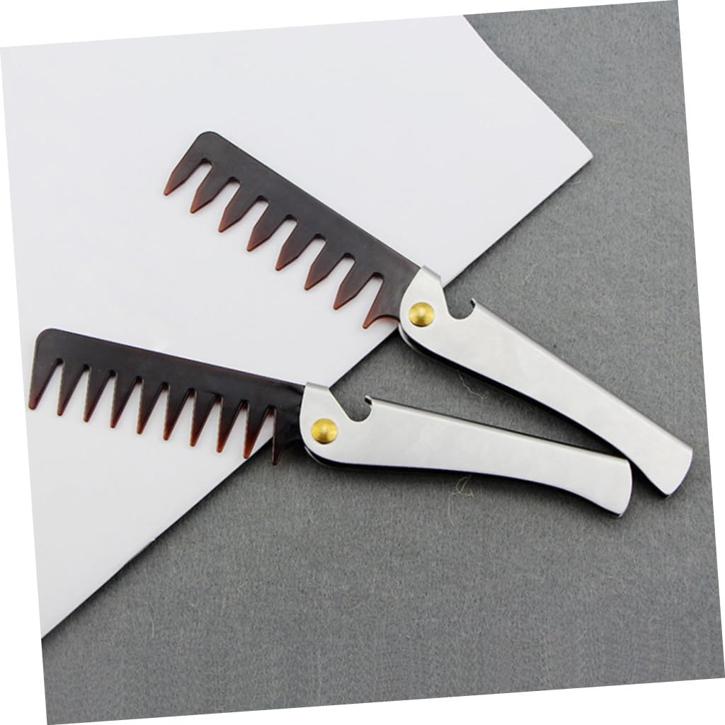 BESTYASH Set 4 Pettini Pieghevoli in Acciaio Inossidabile per Uomo e Donna, Pettine Portatile Apribottiglie, per Acconciature Vintage e Cura dei Chioma