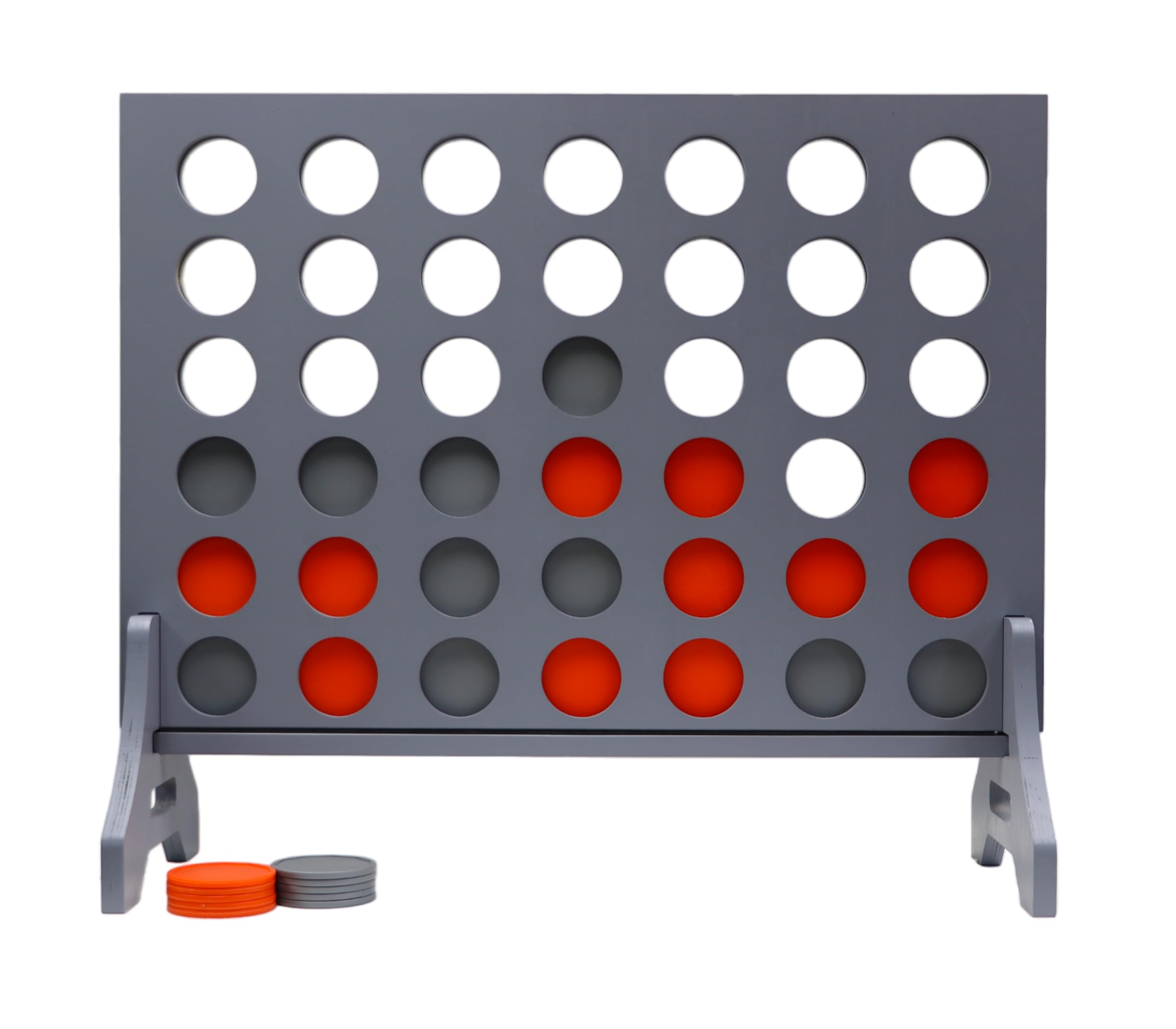 Giant 4 in a Row Game for Family &amp; Adults – Tailgating Pros Jumbo Grey Wooden Four in a Row Indoor &amp; Outdoor Yard Game for Family Party Fun, Portable Activities for Patio, Backyard, and Camping