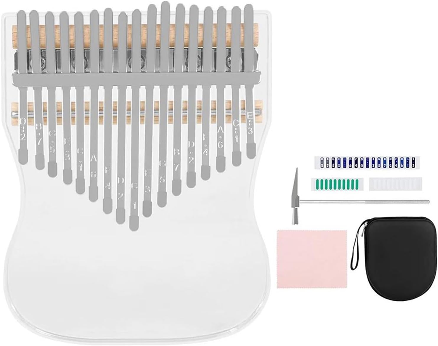 Beginners Kalimba Portable Thumb Piano Transparent Kalimba 17 Key Set With Acrylic Accessories